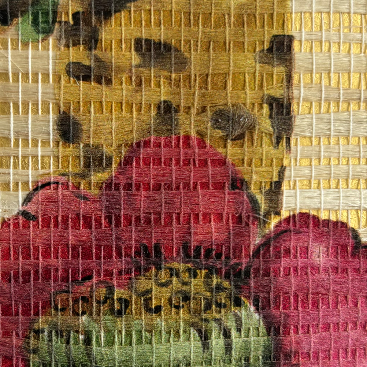 Papier peint panoramique Arbre Léopard Tanzanie Grasscloth doré - Daisy Bennett d'Initiales AMBZ | Réf. INI-DB33306M