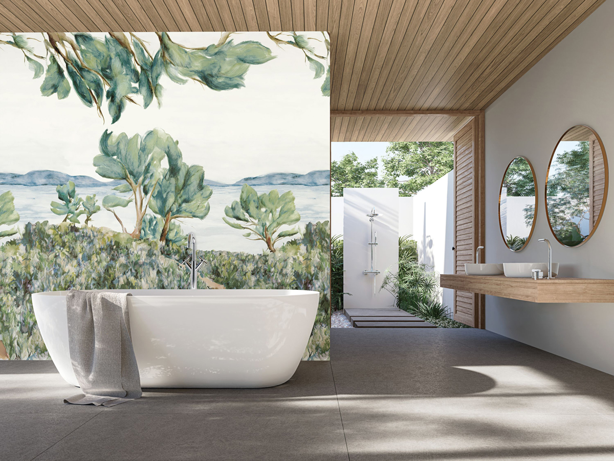 Papier peint Panoramique Cap Frehel sauge celadon vinyle sur intissé - Panoramas 2 de Casamance | Réf. CAS-75590508