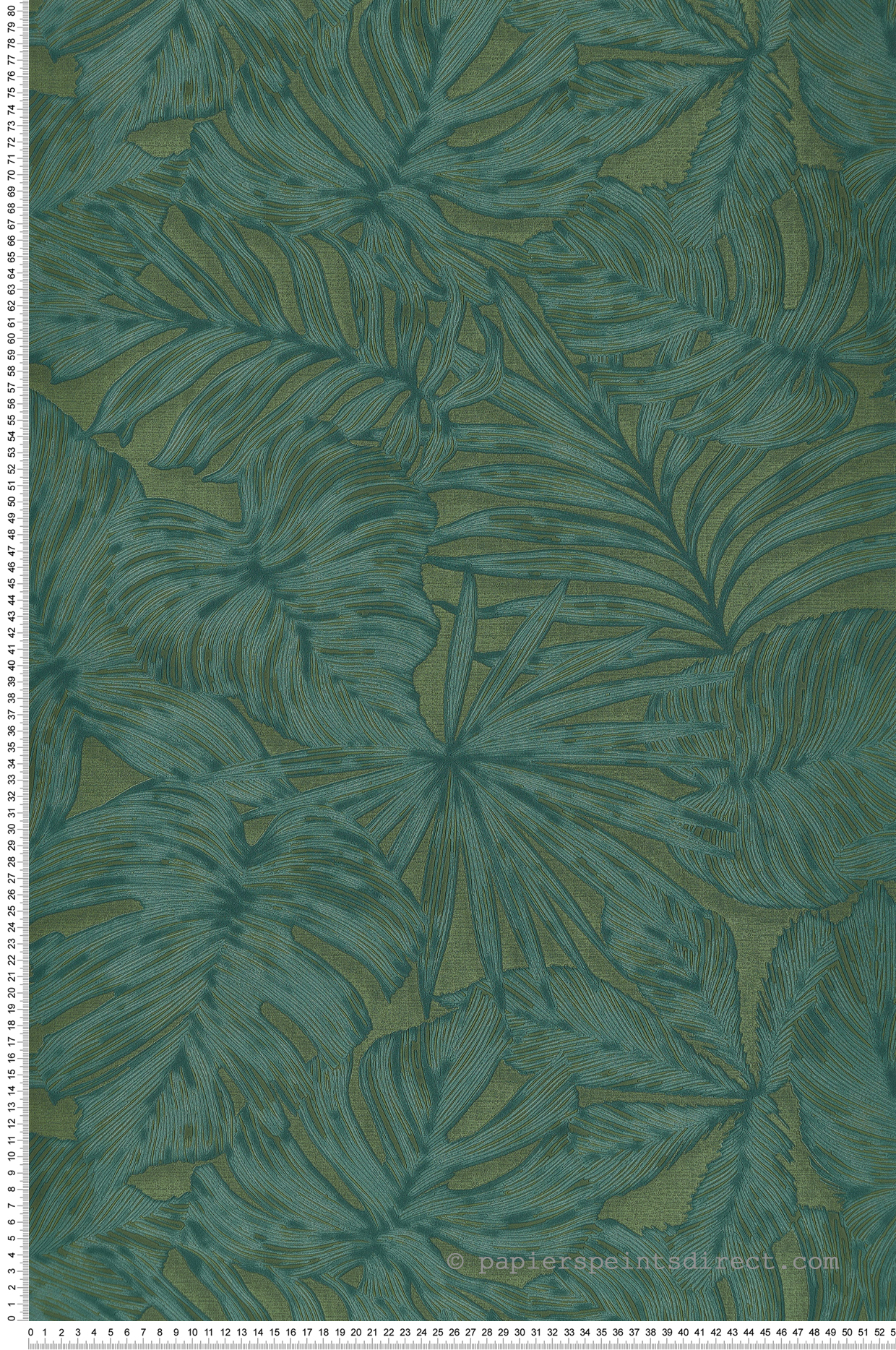 Papier peint Palmes Gravure Granada vert paon - Vegetals de Casadéco | Réf. VEGE86437474