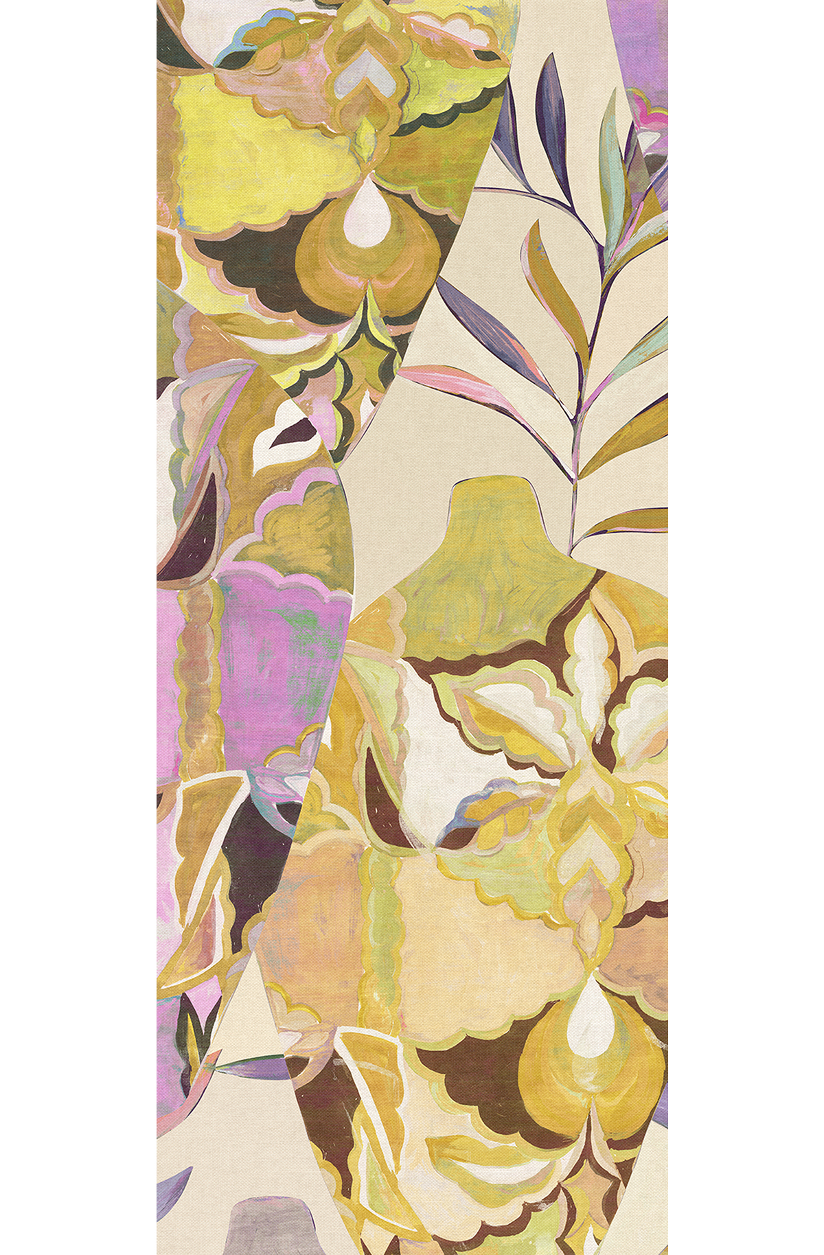 Papier peint panoramique Pot Fleuri Amphor jaune - B H260 - Wall Designs IV de Masureel | Réf. MAS-DG4AMP1022-260