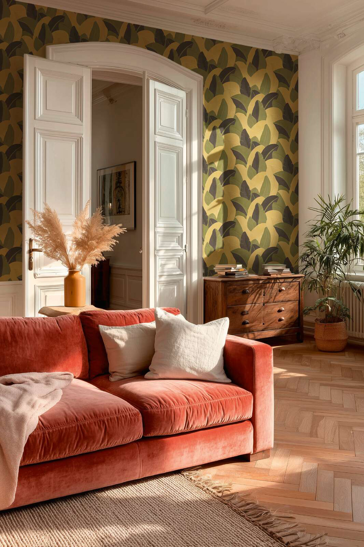 Papier peint Feuillage Graphique vert jaune - Vibes & Styles d'A.S. Création | Réf. AS-790391