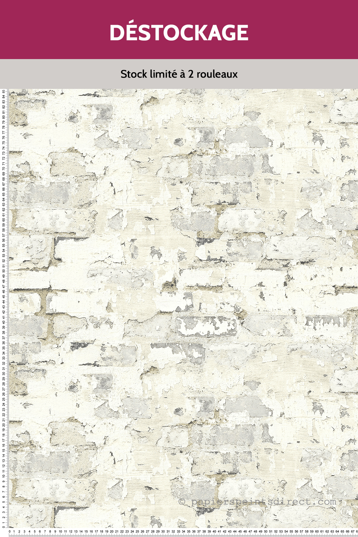 Papier peint Destockage - Vieux mur blanc - Structure