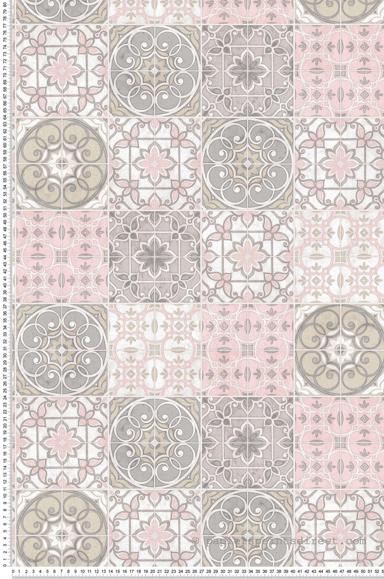 Papier peint Carreaux de ciment rose - Style Cuisine 3 de Lutèce | Réf. LTC-CK36611