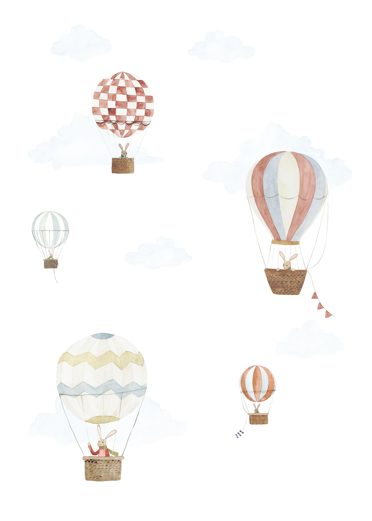 Papier peint panoramique Lapin Montgolfière Travel Around the World M 200X280 - Once Upon A Time 2 de Casadéco | Réf. OUTD200720303