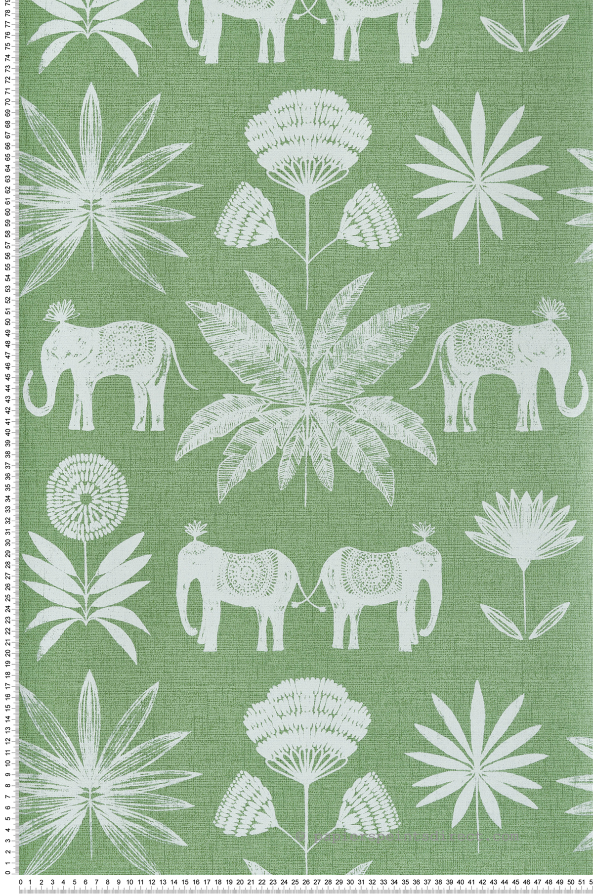 Papier peint Eléphant Indien et Fleur vert - Happy de Lutèce | Réf. LTC-FD26435