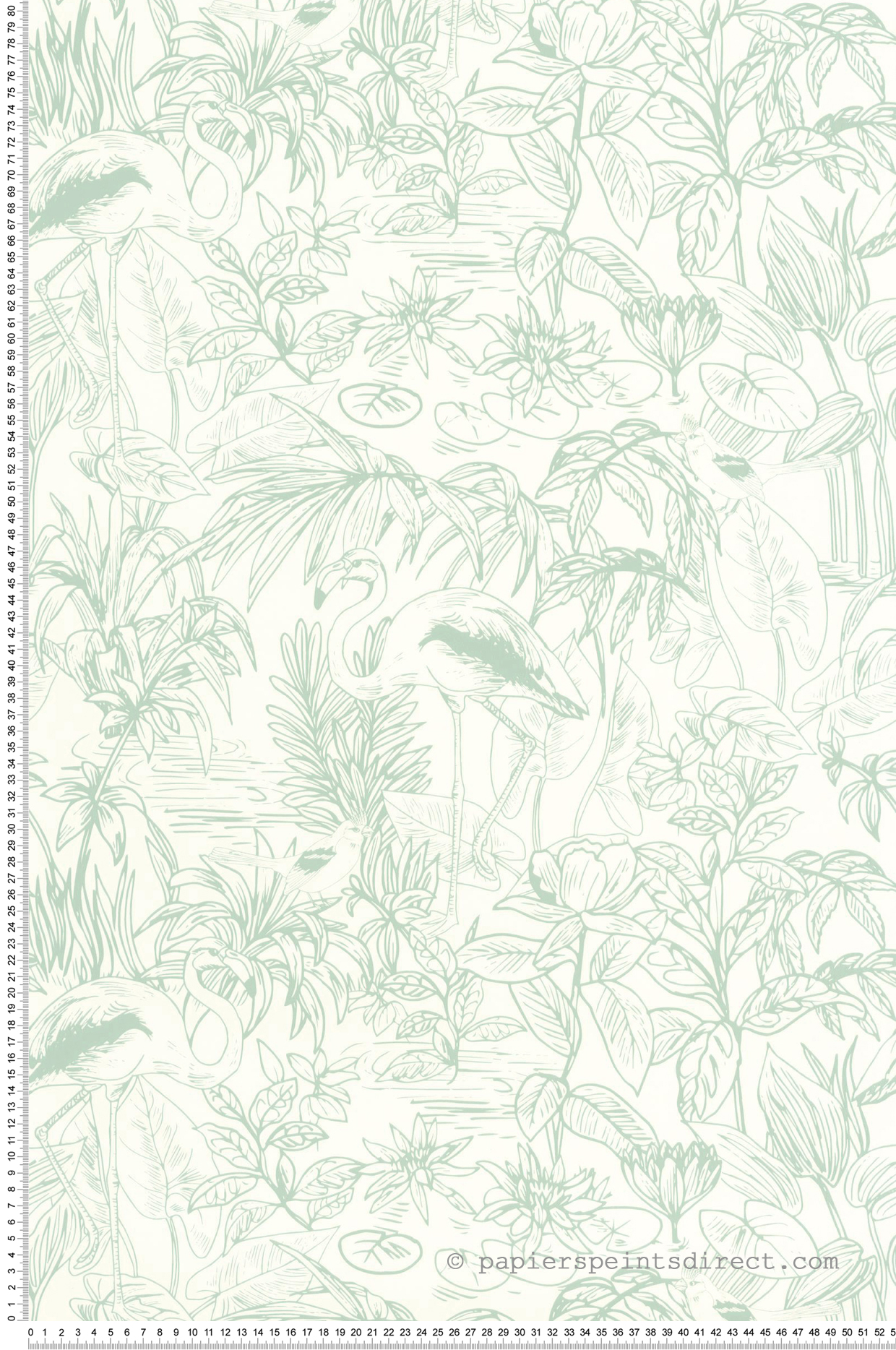 Papier peint Flamant Rose Le Cap vert d'eau - Green & Co de Casélio | Réf. GCO103930640