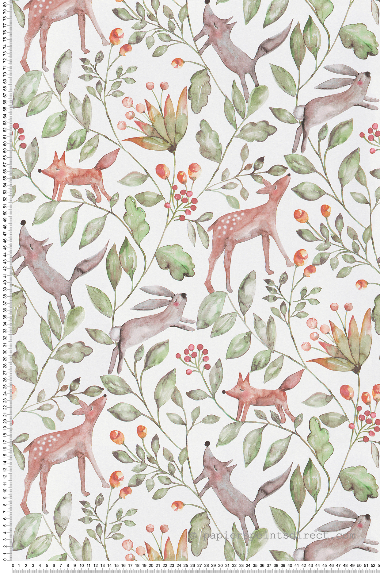 Papier peint Animaux de la Forêt blanc - Lalala de Lutèce | Réf. LTC-LAL700