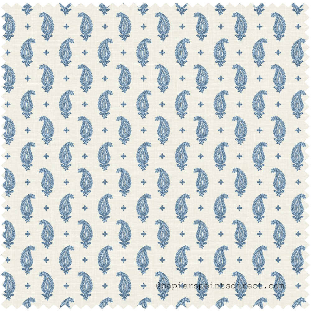 Tissu Plumetis Cachemire Maia bleu écru - French Country d'Initiales | Réf. INI-FC62712F