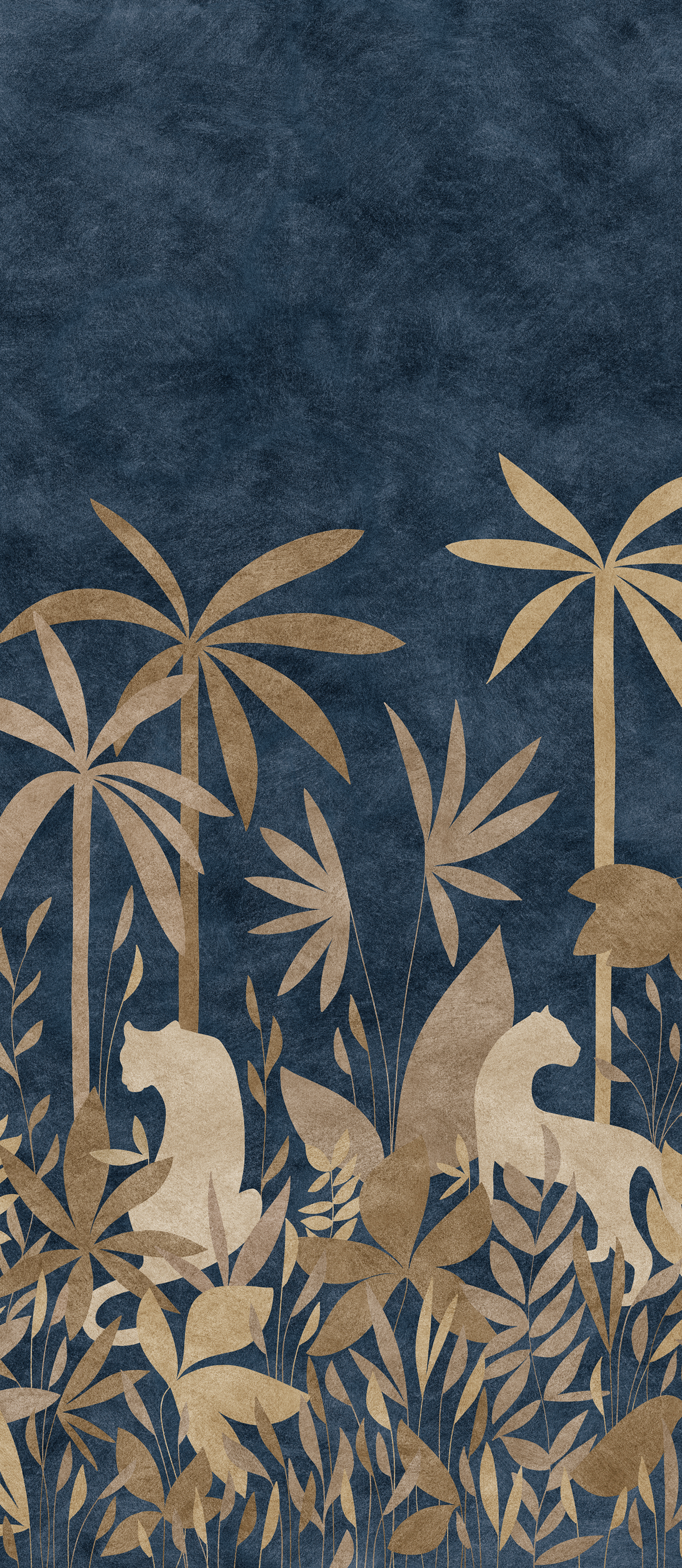 Papier peint panoramique Paradis des Tigres Nocturne Doré A - 1/2/3 - Isidore Leroy