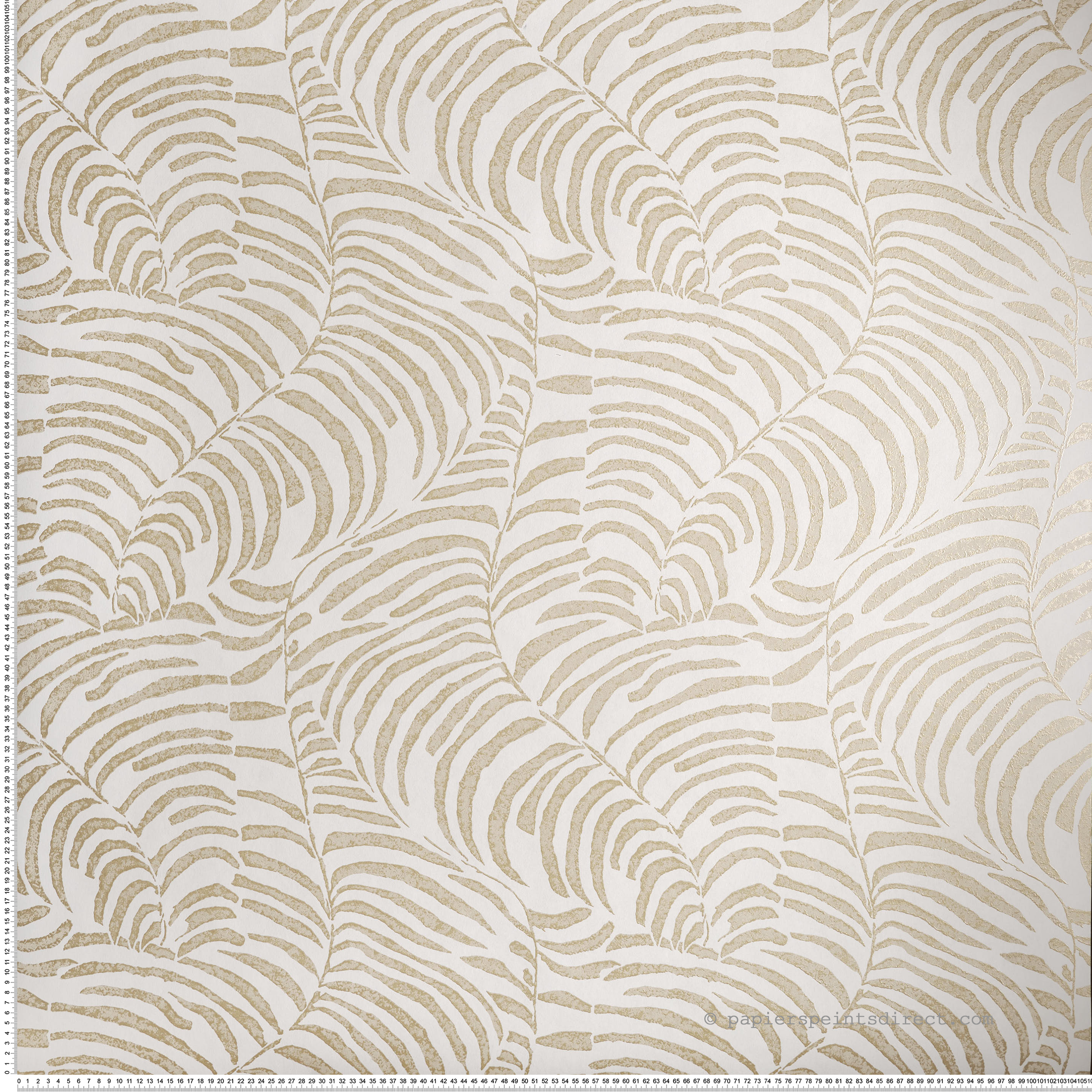 Papier peint Feuille Ethnique Nobile ivoire doré - Jardin Félicia de Casamance | Réf. CAS-76591426