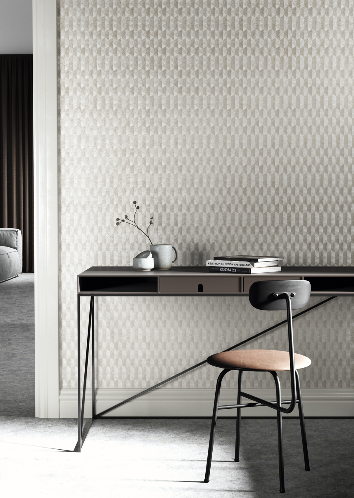 Papier peint Art Déco Vector gris perle argenté - The Texture Book de Masureel | Réf. MAS-ORB705