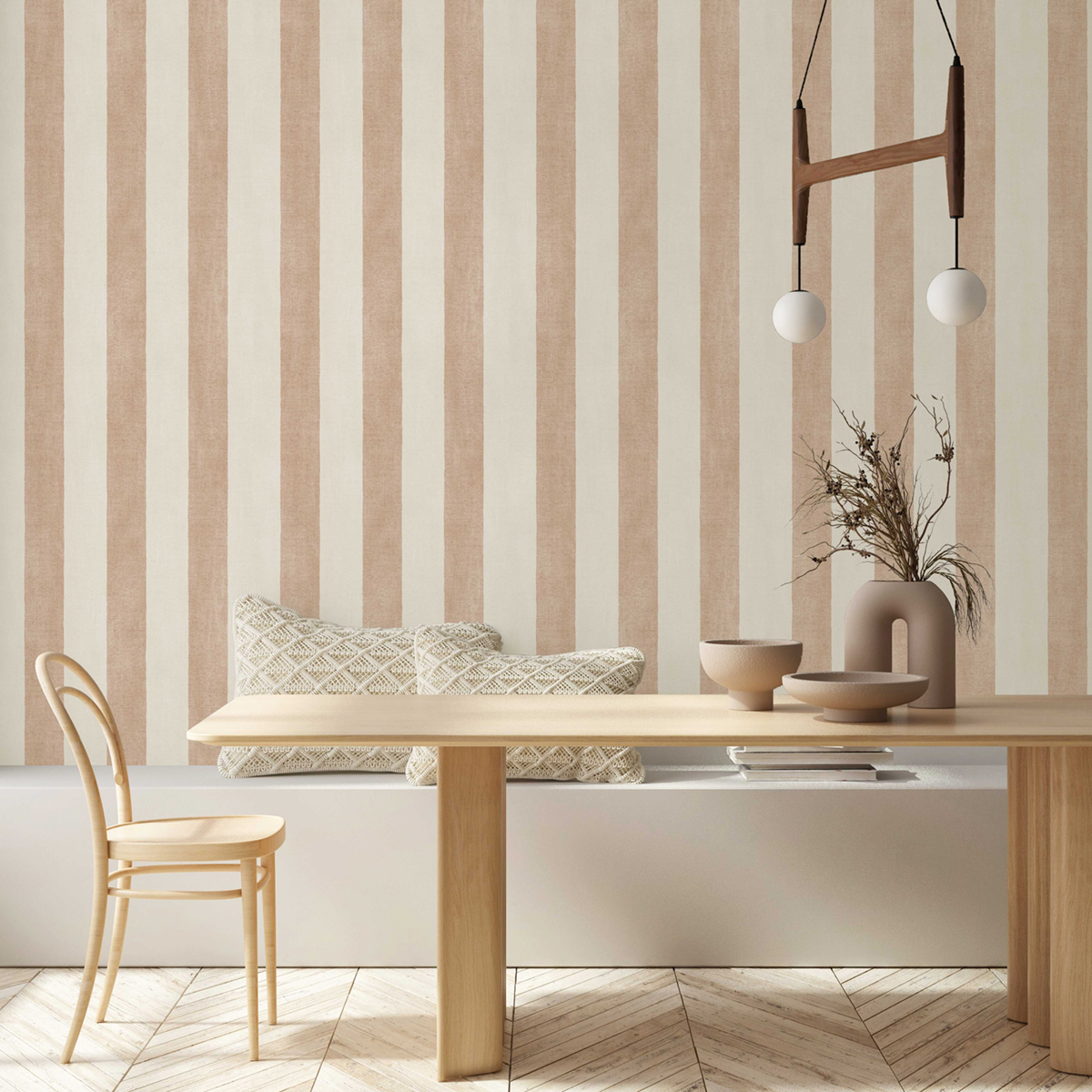 Papier peint Rayures Effet Lin terracotta - Poésie de Lutèce | Réf. LTC-51254010