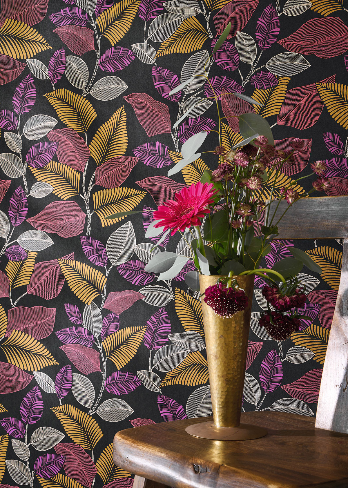 Papier peint Feuillage Paraty fuchsia - Rio de Casadéco AMB3| Réf. RIOC201804522