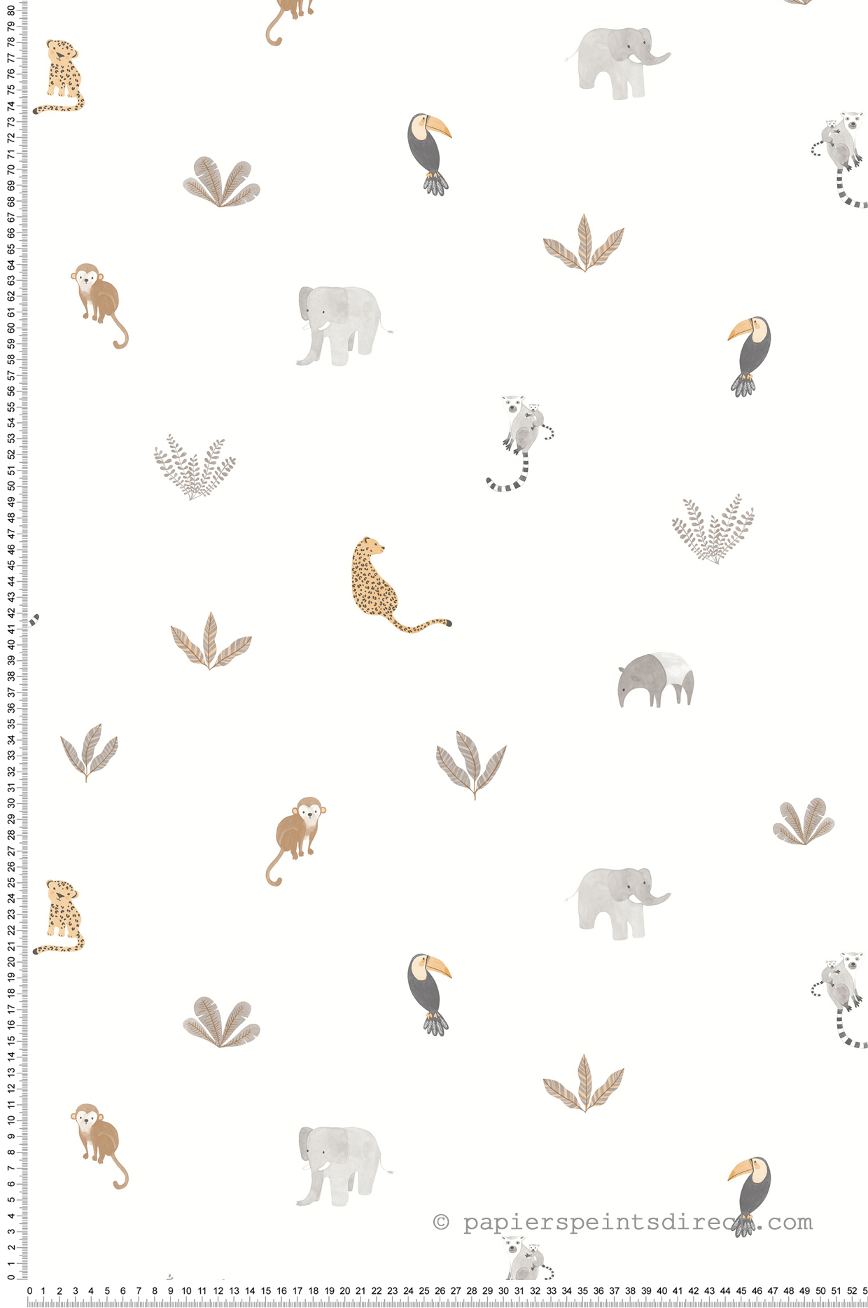 Papier peint Animaux Companions of the Jungle gris orange - Once Upon A Time 2 de Casadéco | Réf. OUTD200771414