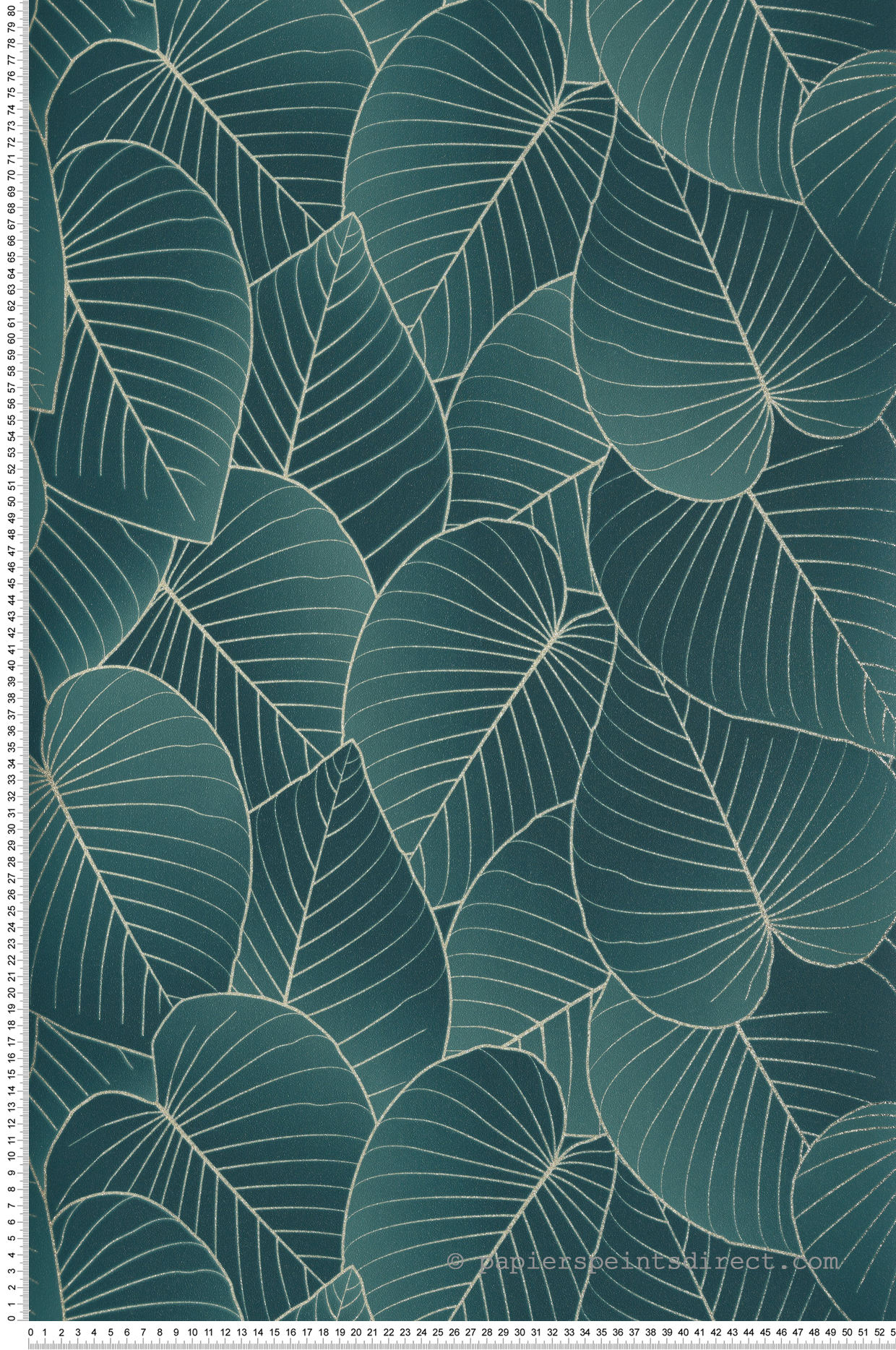 Papier Peint Feuille Dark Leaves vert foncé doré - Botanique d'Ugépa | Réf. UGP-B21204