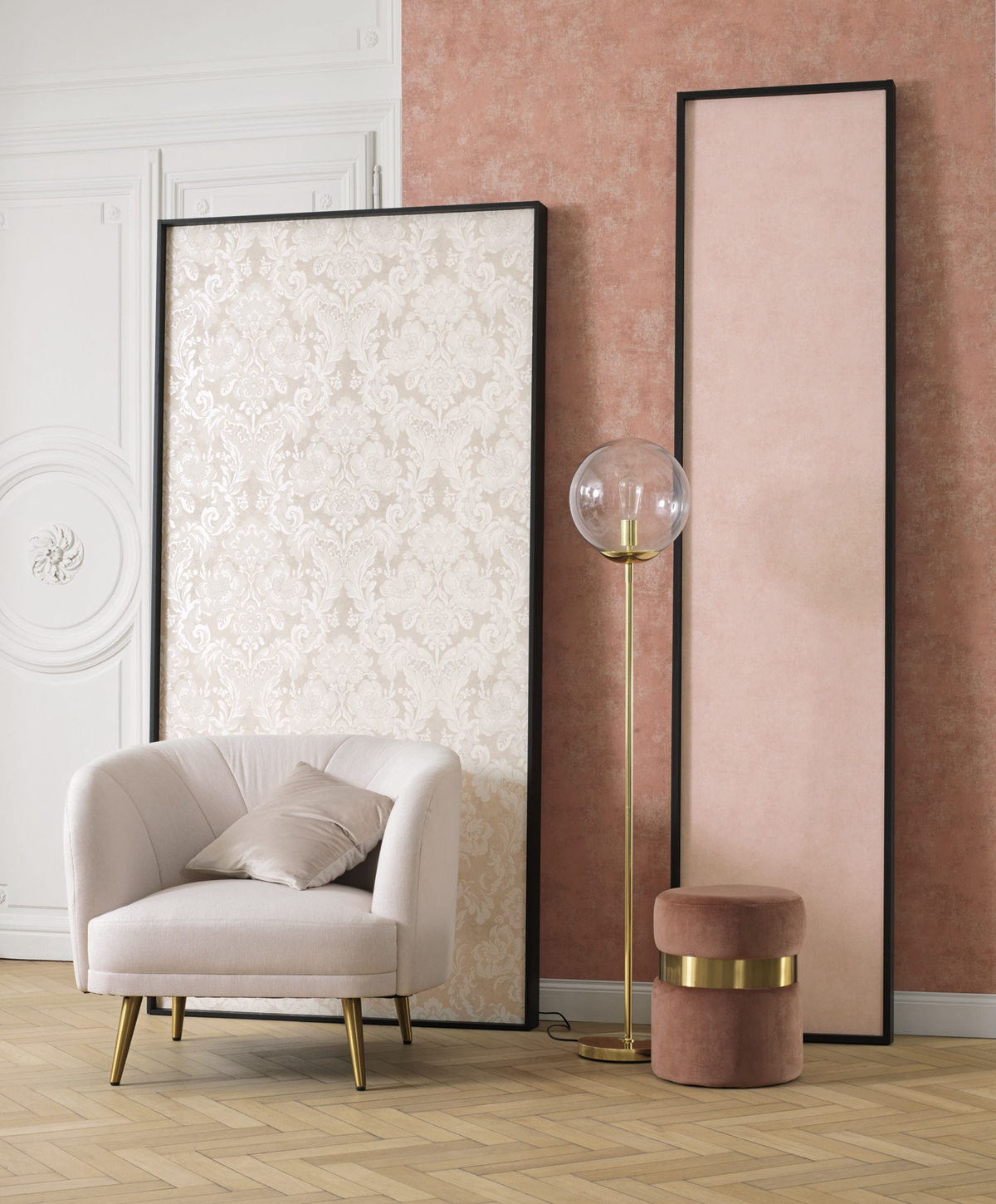 Papier peint Faux uni irisé rose poudré - Montsegur de Casadéco | Réf. MTSE80834174