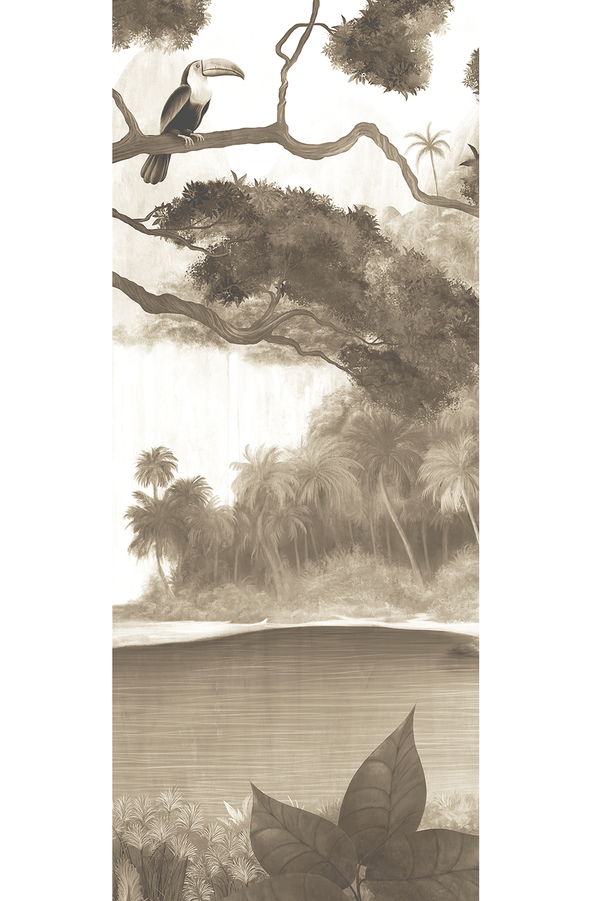 Papier peint panoramique Oasis Toucan sépia - B H260 - Wall Designs IV de Masureel | Réf. MAS-DG4TOU1012-260