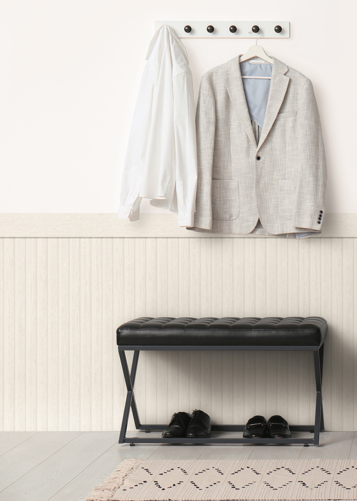 Papier peint Soubassement Tasseau Bois blanc gris - Wallpanel d'A.S. Création AMB1 | Réf. AS-397443