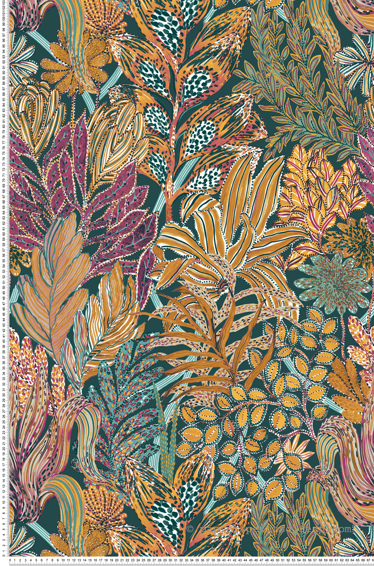 Papier peint Jungle Borromée multicolore - Jardin Félicia de Casamance | Réf. CAS-A74320936