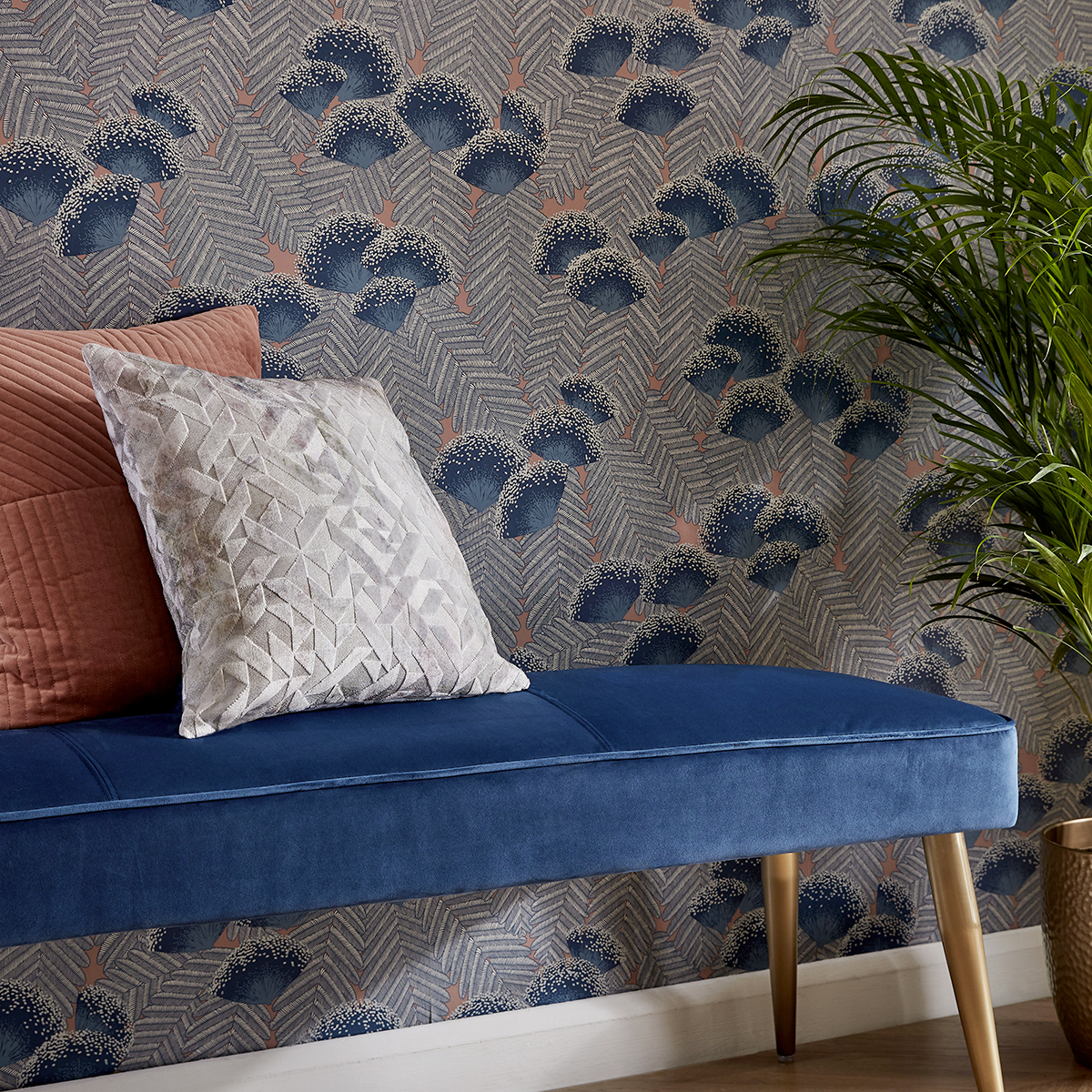 Papier peint Nature Feuillages rose - Elodie 1838 Wallcoverings d'Initiales | Réf. INI-90713801