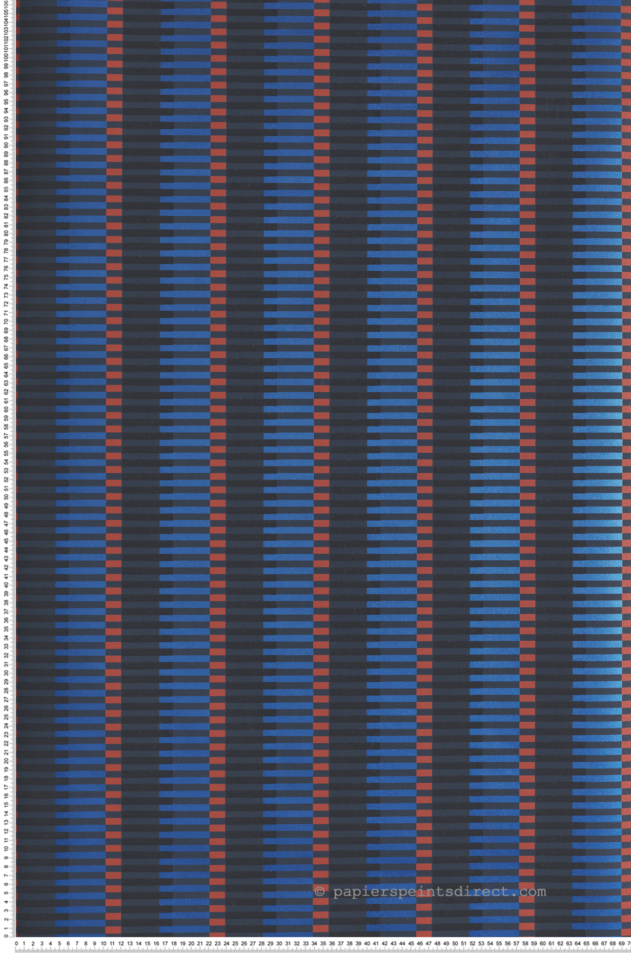 Papier peint Trait Géométrique Jules bleu métallisé - Folies de Masureel | Réf. MAS-FOL402