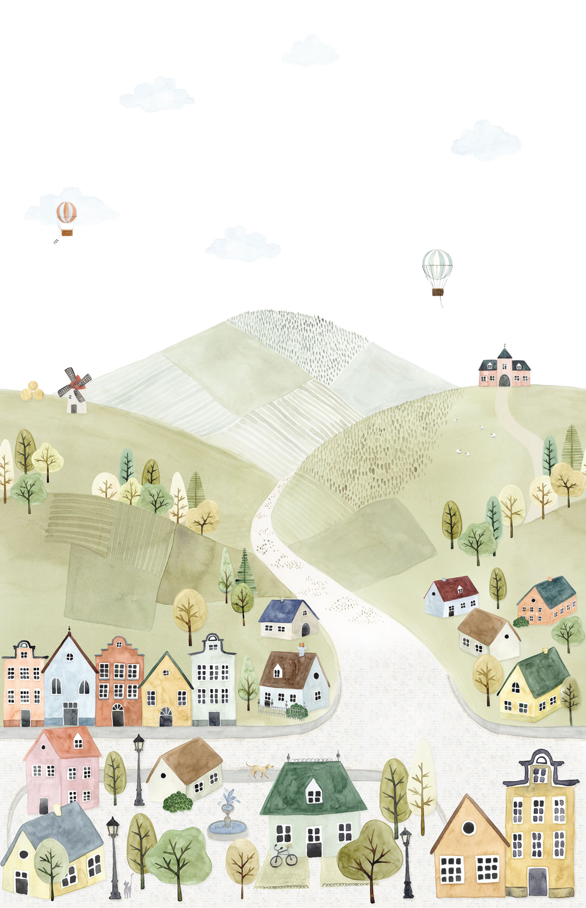 Papier peint panoramique Maison Welcome to the Village L multicolore 200X310 - Once Upon A Time 2 de Casadéco | Réf. OUTD200713604