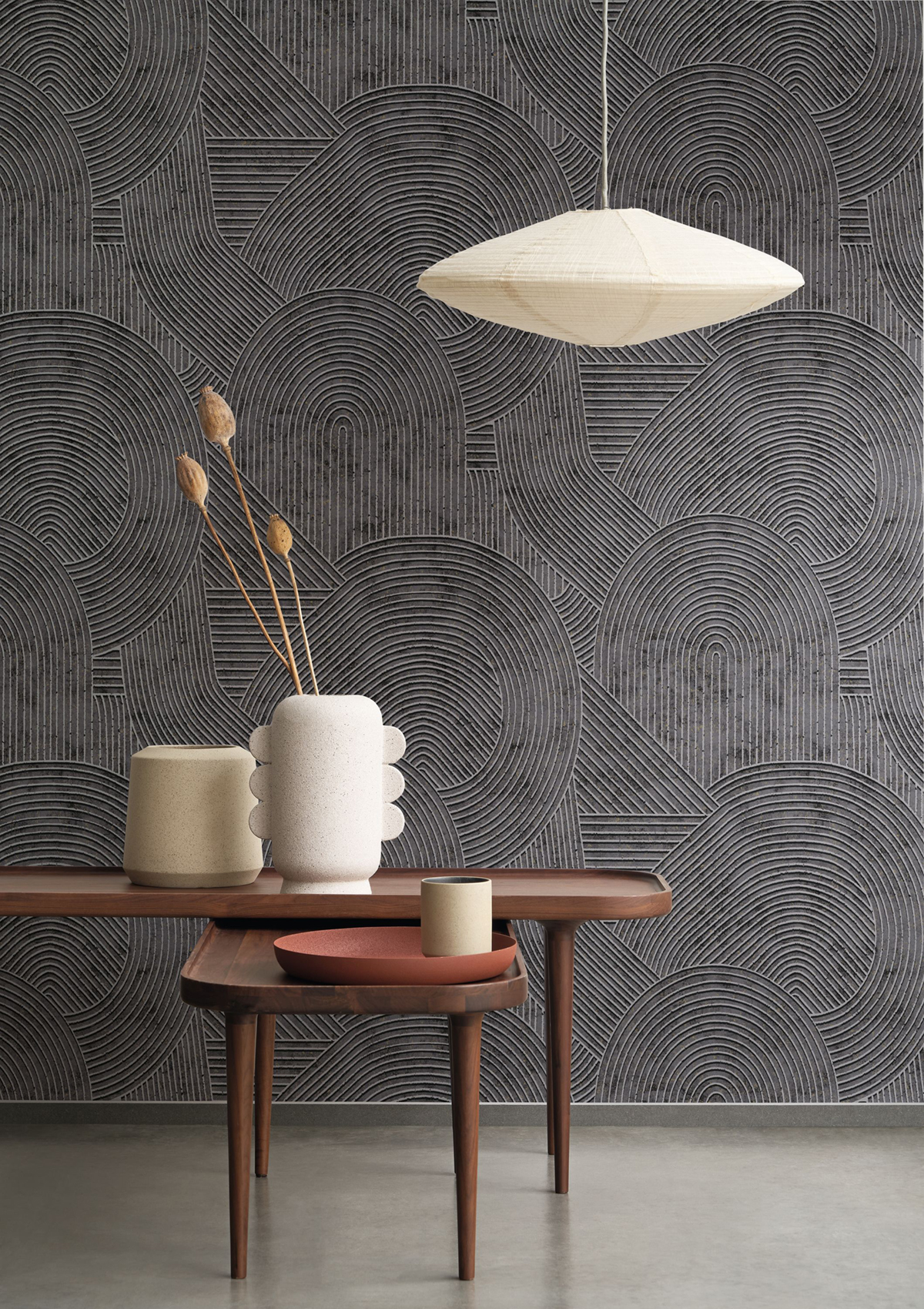 Papier peint Jardin des Pierres anthracite - Kyoto de Casadéco | Réf. KYTO88759999