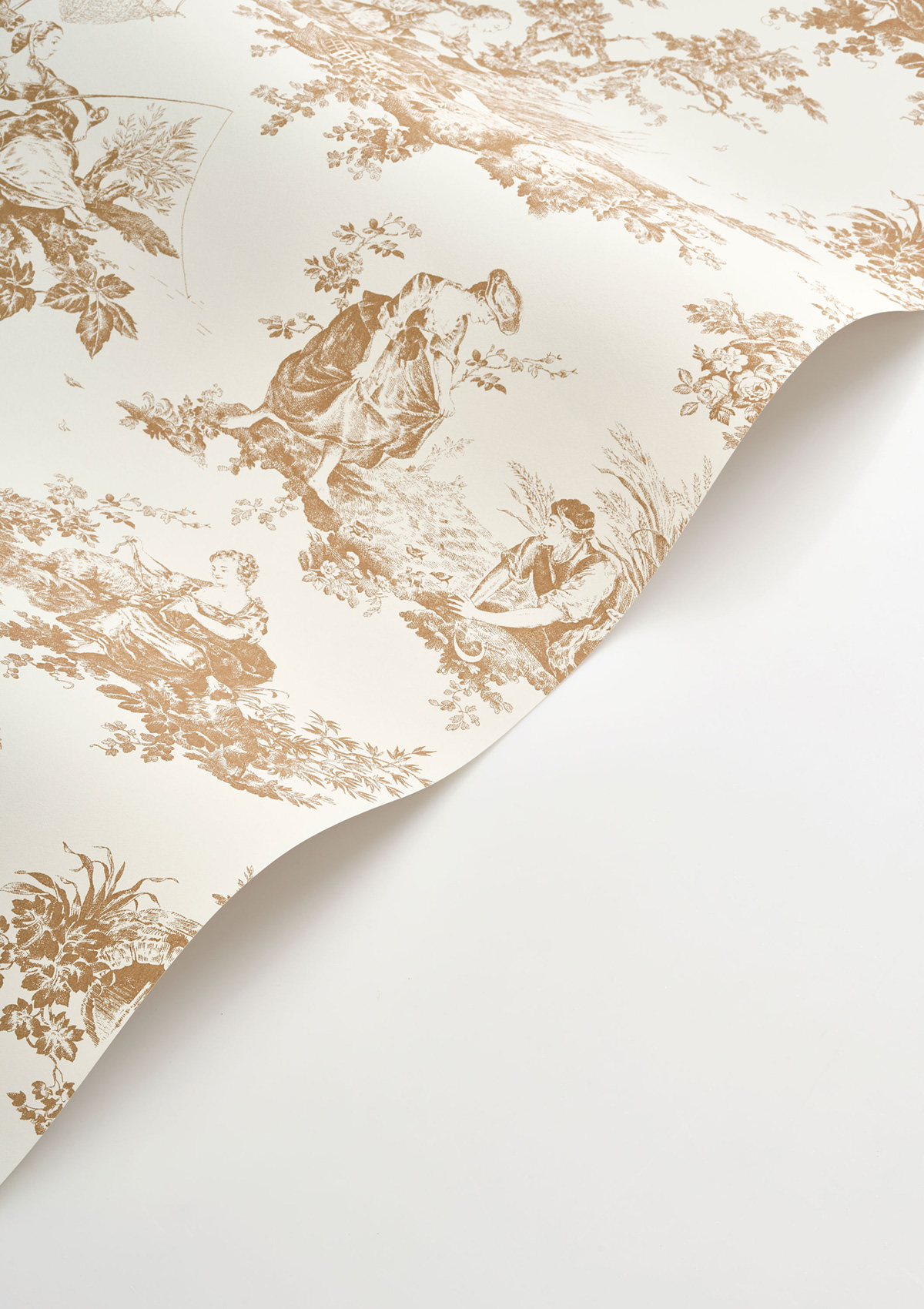 Papier peint Scene D'Été camel - Les Belles Toiles De Jouy 2 de Casadéco VAGUE | Réf. BTJD87911318