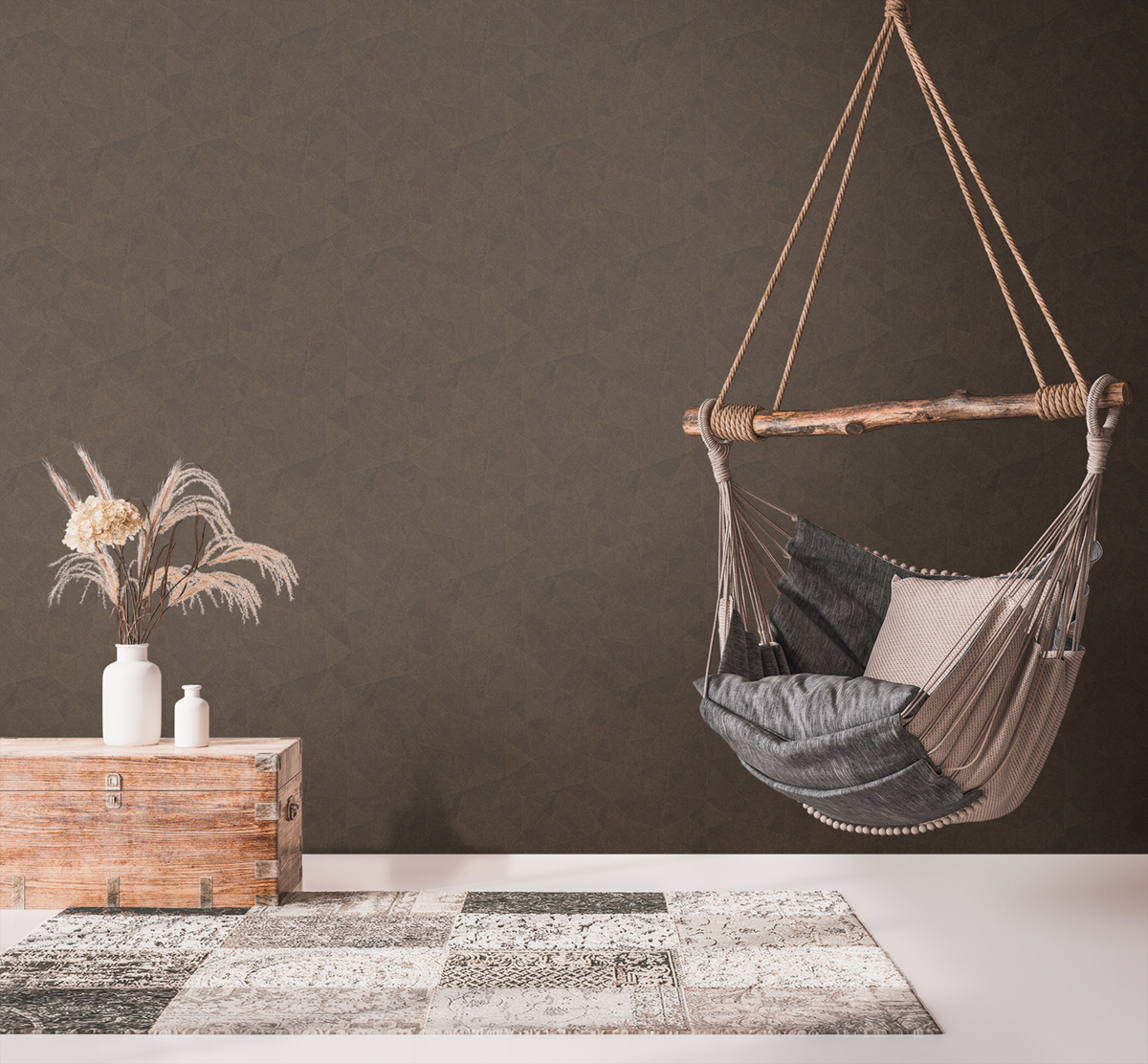 Papier peint Triangle Texture Bali ébène - Metropolitan Stories 3 d'A.S. Création AMB2 |  Réf. AS-391294