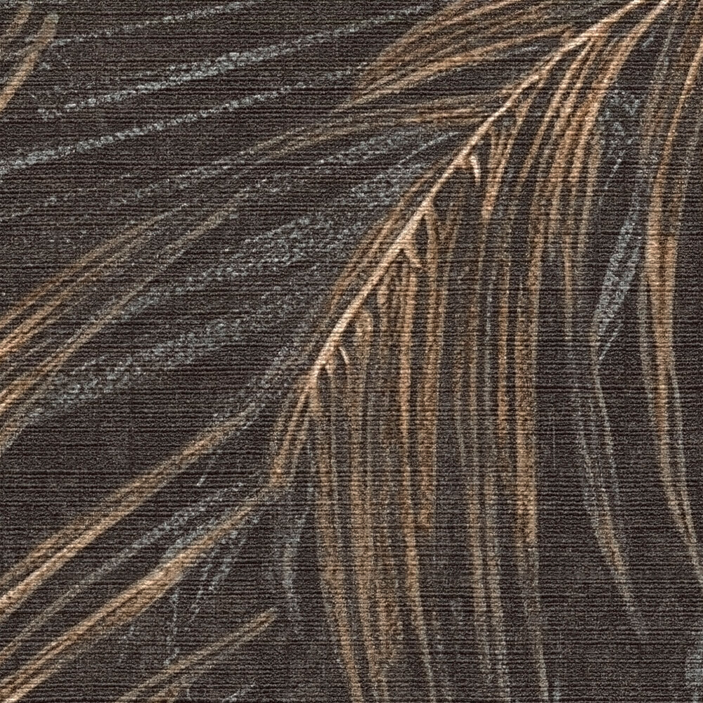 Papier peint Feuilles Jungle Croquis brun noir - Metropolis Michalsky 6 de Livingwalls ZOOM | Réf. AS-399812