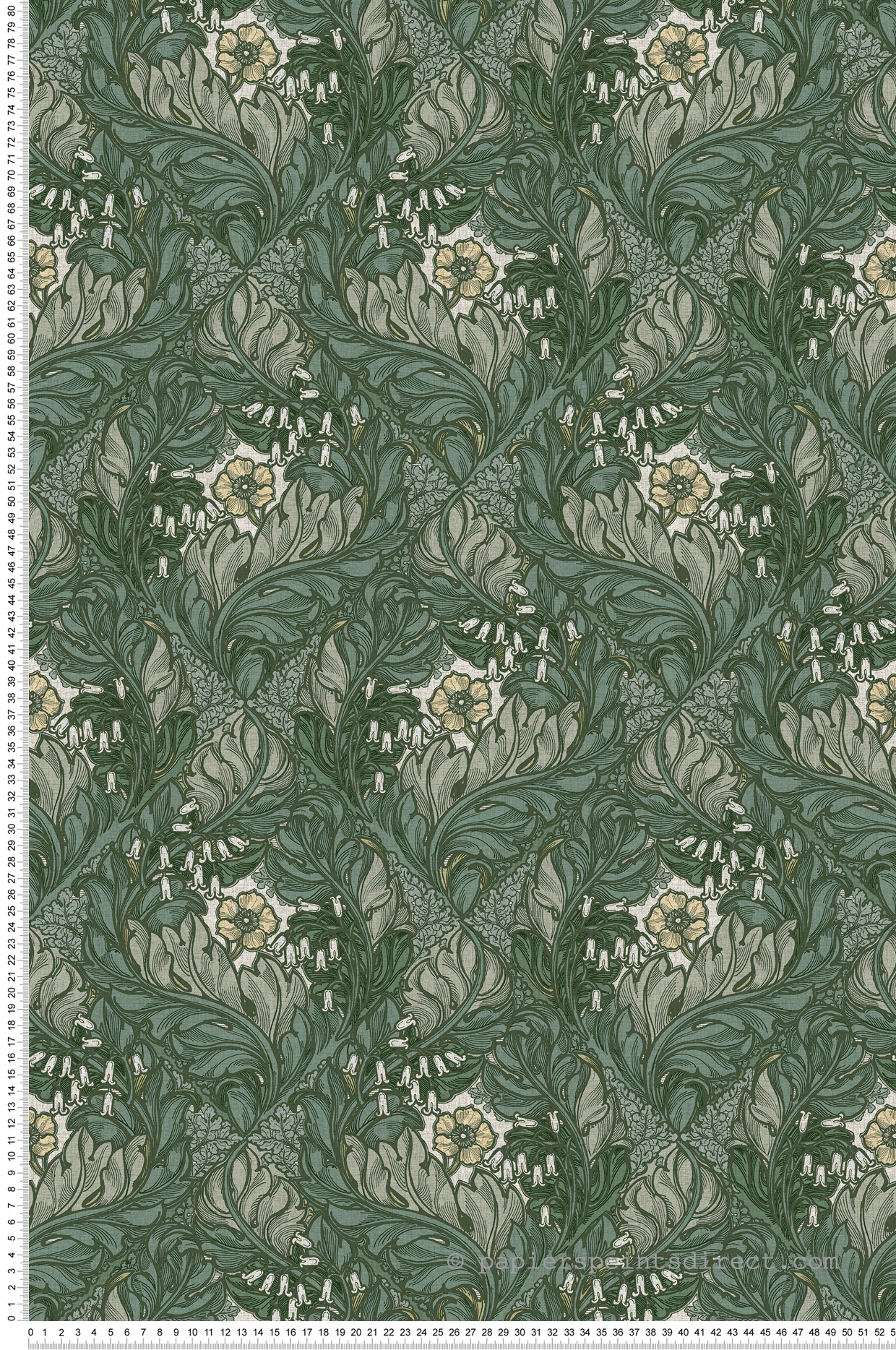 Papier peint Losange Fleuri vert mélèze - The Wall Llewelyn-Bowen de Lutèce | Réf. LTC-LB25103