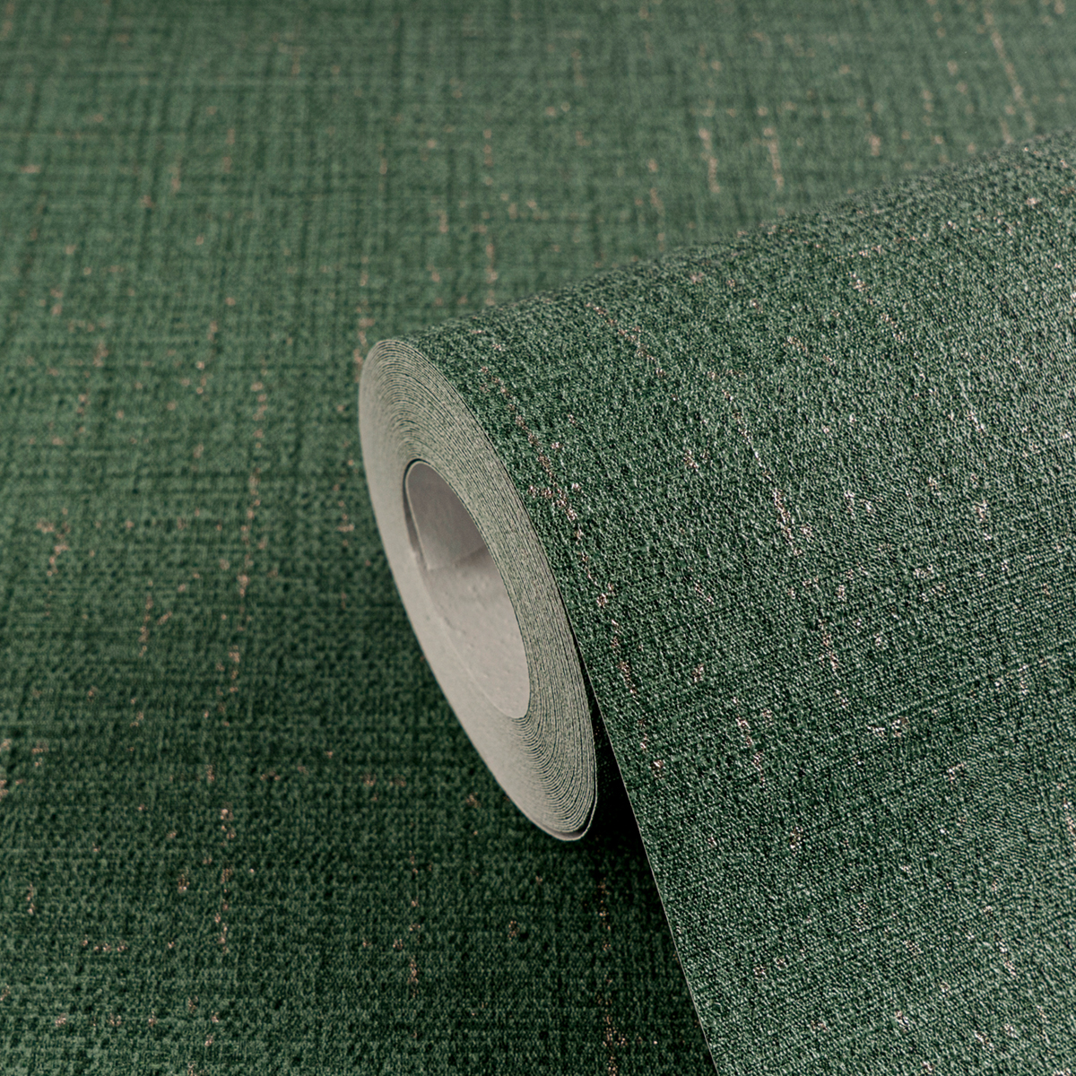 Papier peint Uni Tissage Métallisé vert sapin argenté - Cosmoliving d'A.S. Création ZOOM | Réf. AS-790673