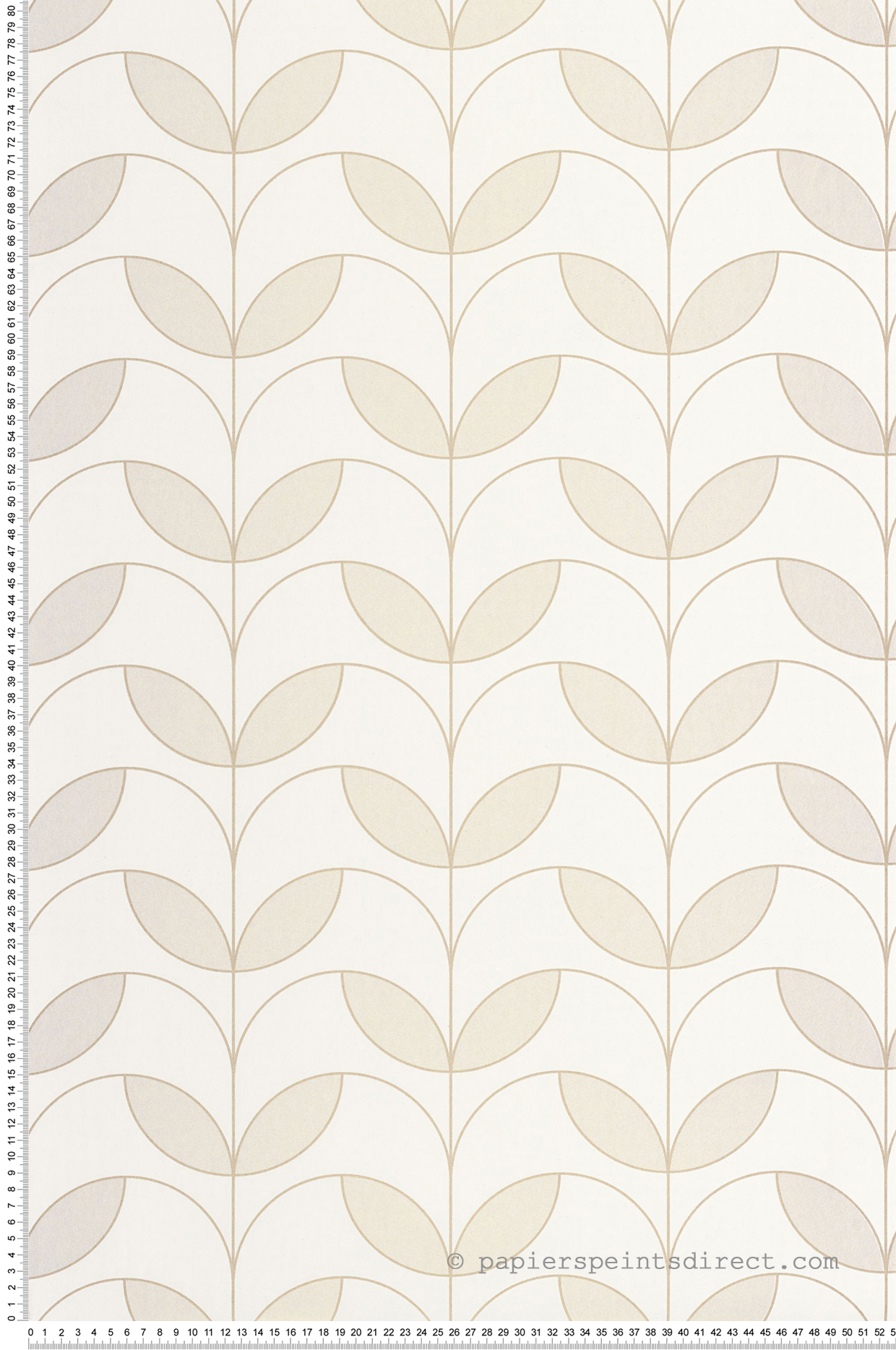 Papier peint Tulipe Art Déco Mistinguett beige nacré - Années Folles de Casadéco | Réf. ANFO201021502