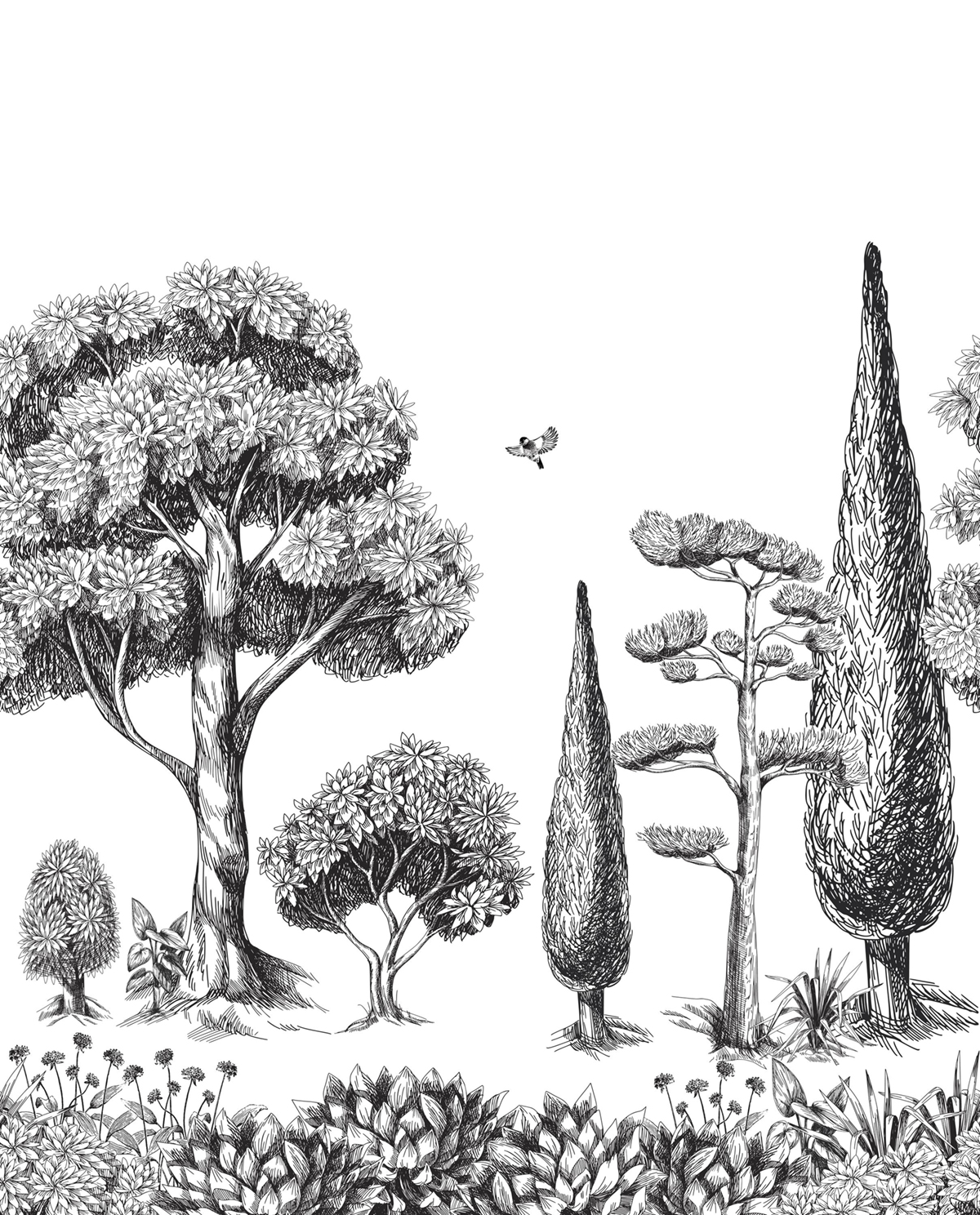 Papier peint panoramique Paysage Menton noir et blanc - Moonlight 2 de Casélio AMB | Réf. MLGT104130923