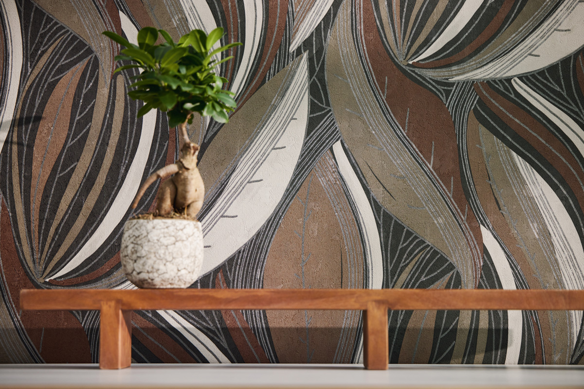 Papier peint Feuille Vague marron argenté - Metropolitan Stories 4 Hot Spots d'A.S. Création AMB2| Réf. AS-786553