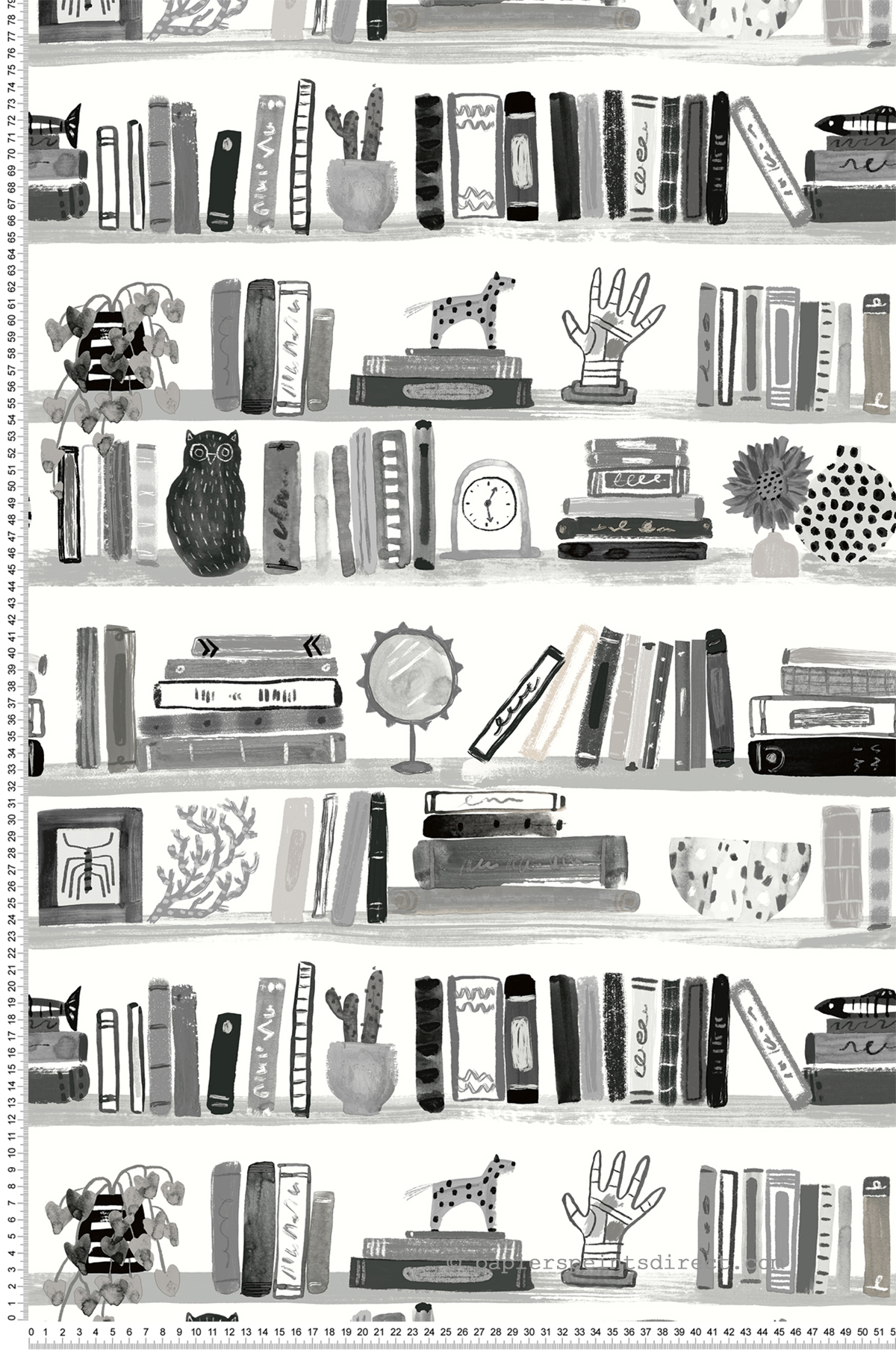 Papier peint adhésif Bibliothèque Dessin noir blanc - Les Adhésifs de Lutèce | Réf. LTC-NUS4537