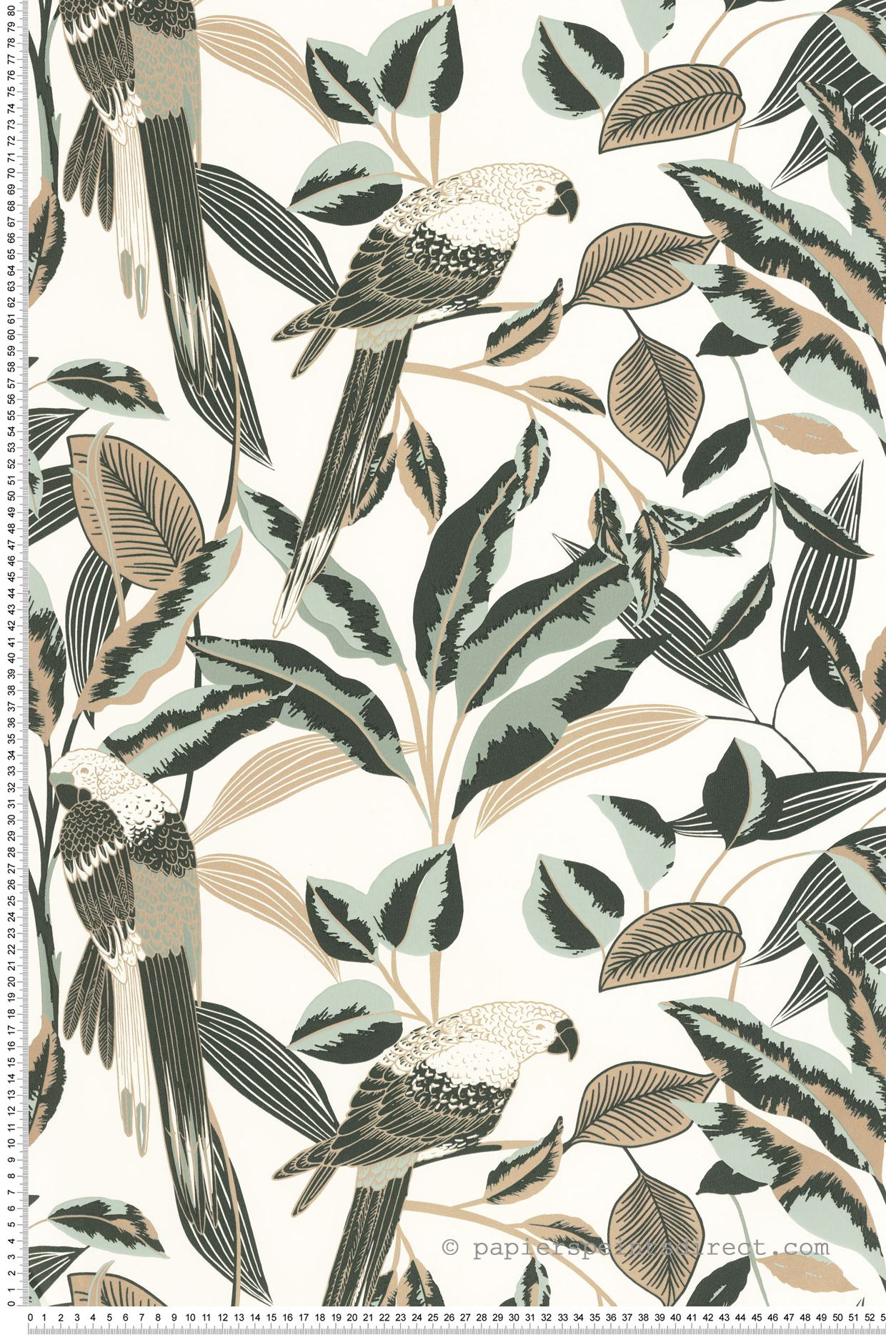 Papier peint Jungle Perroquet Gary vert doré - Golden Age de Casélio | Réf. GAG103790725