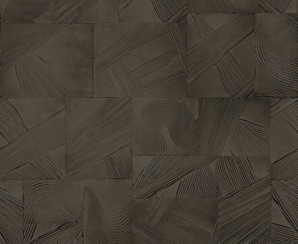 Papier peint panoramique Plâtre Paros café noir - A, B et C H260 - Rock de Masureel | Réf. MAS-DGROC303X-260