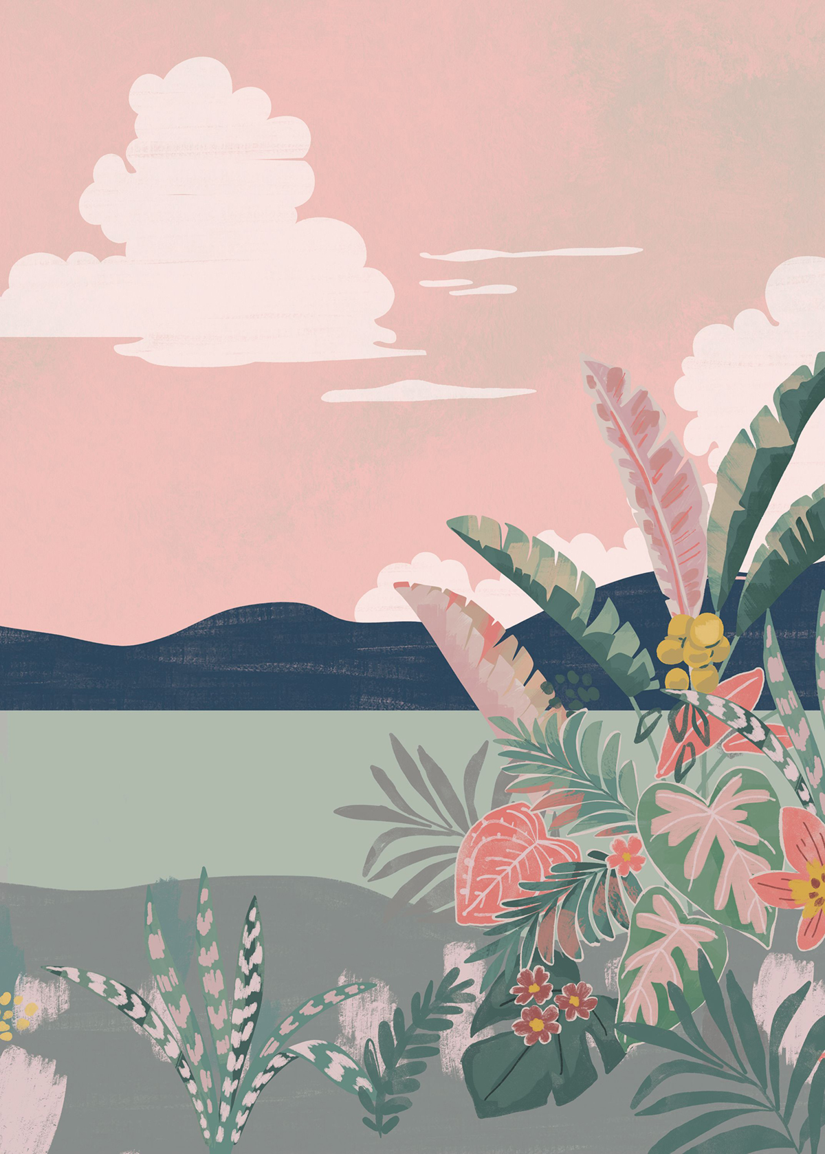 Papier peint Panoramique Paysage California Sunrise rose 200x280 - Young And Free de Casélio | Réf. YNF103424803