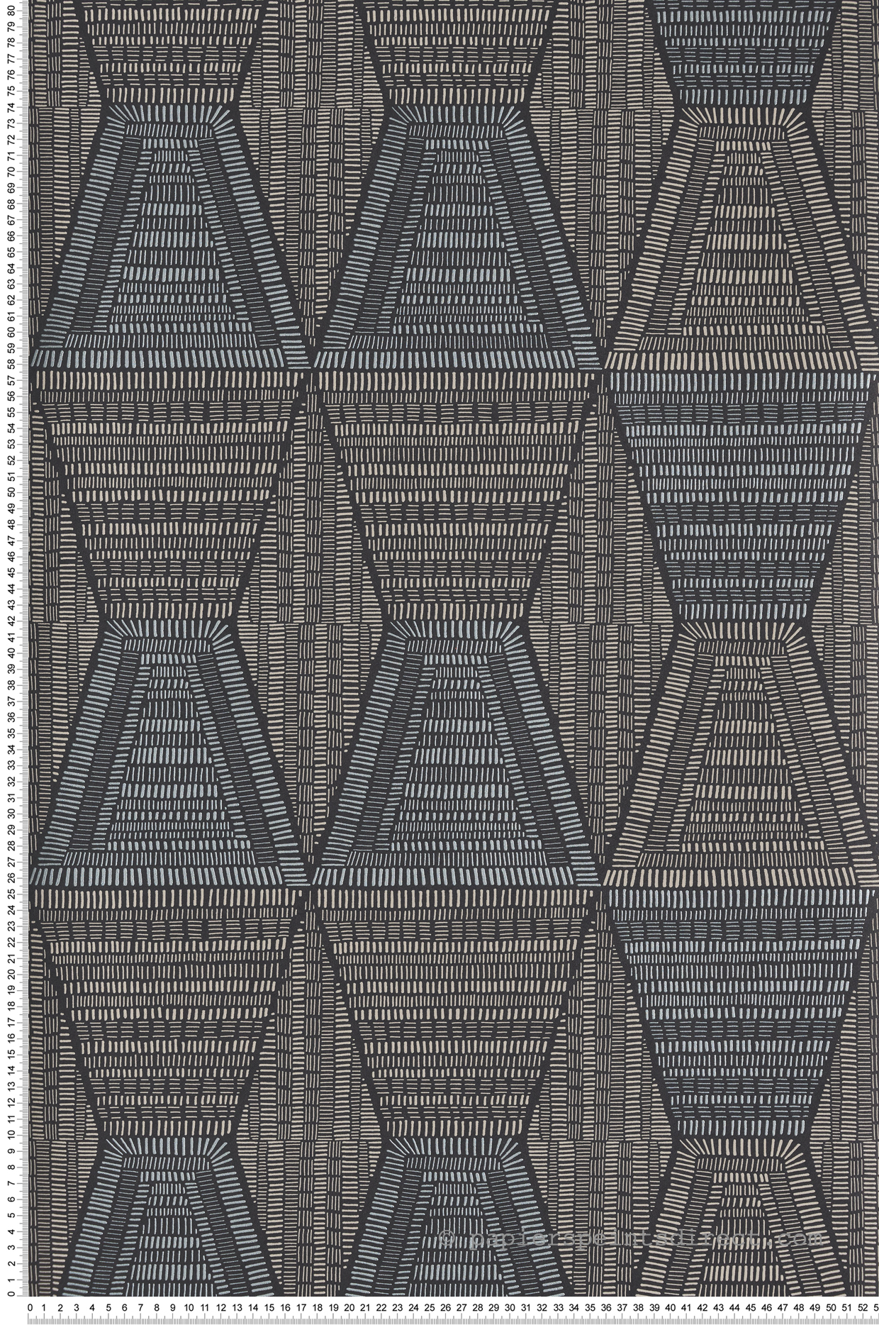 Papier peint Ethnique Daïa noir et bleu irisé - Mirage de Casamance | Réf. CAS-75274588