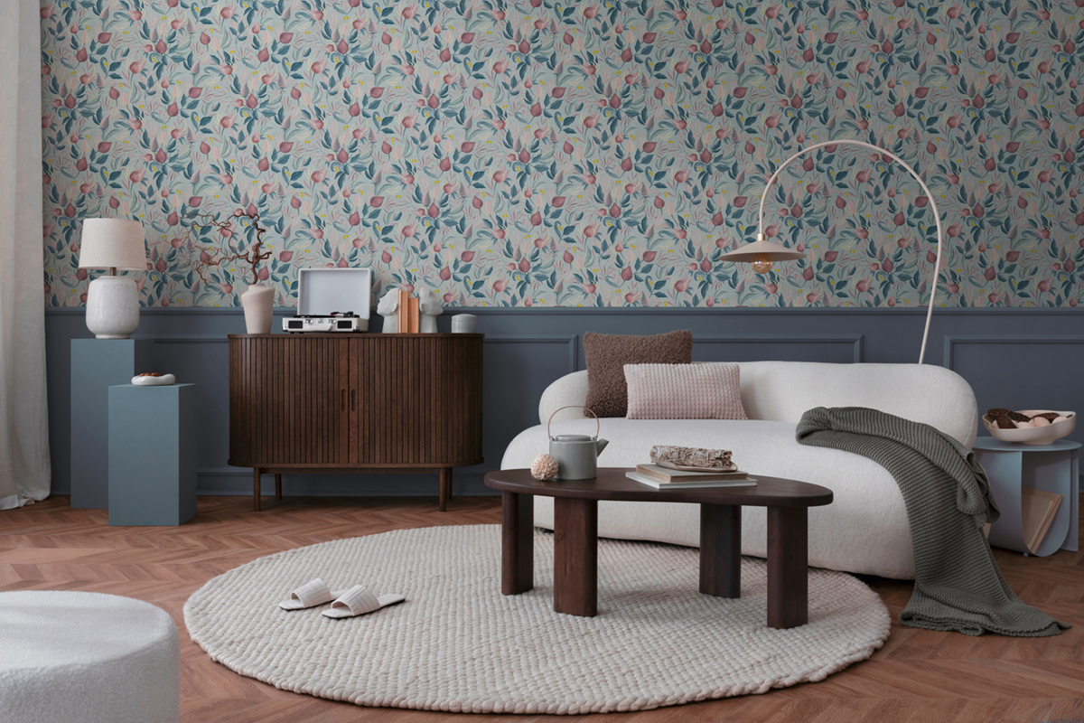 Papier peint Floral Still Bloom bleu ciel - Cosmoliving d'A.S. Création AMB3 | Réf. AS-790621