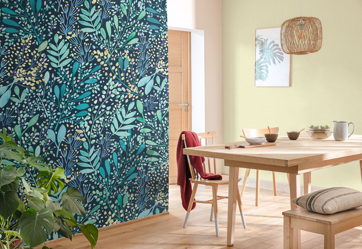 Papier peint panoramique Feuilles Wild Grass vert bleu L 200X310 - Pimp My Wall de Casélio | Réf. PMW104707604