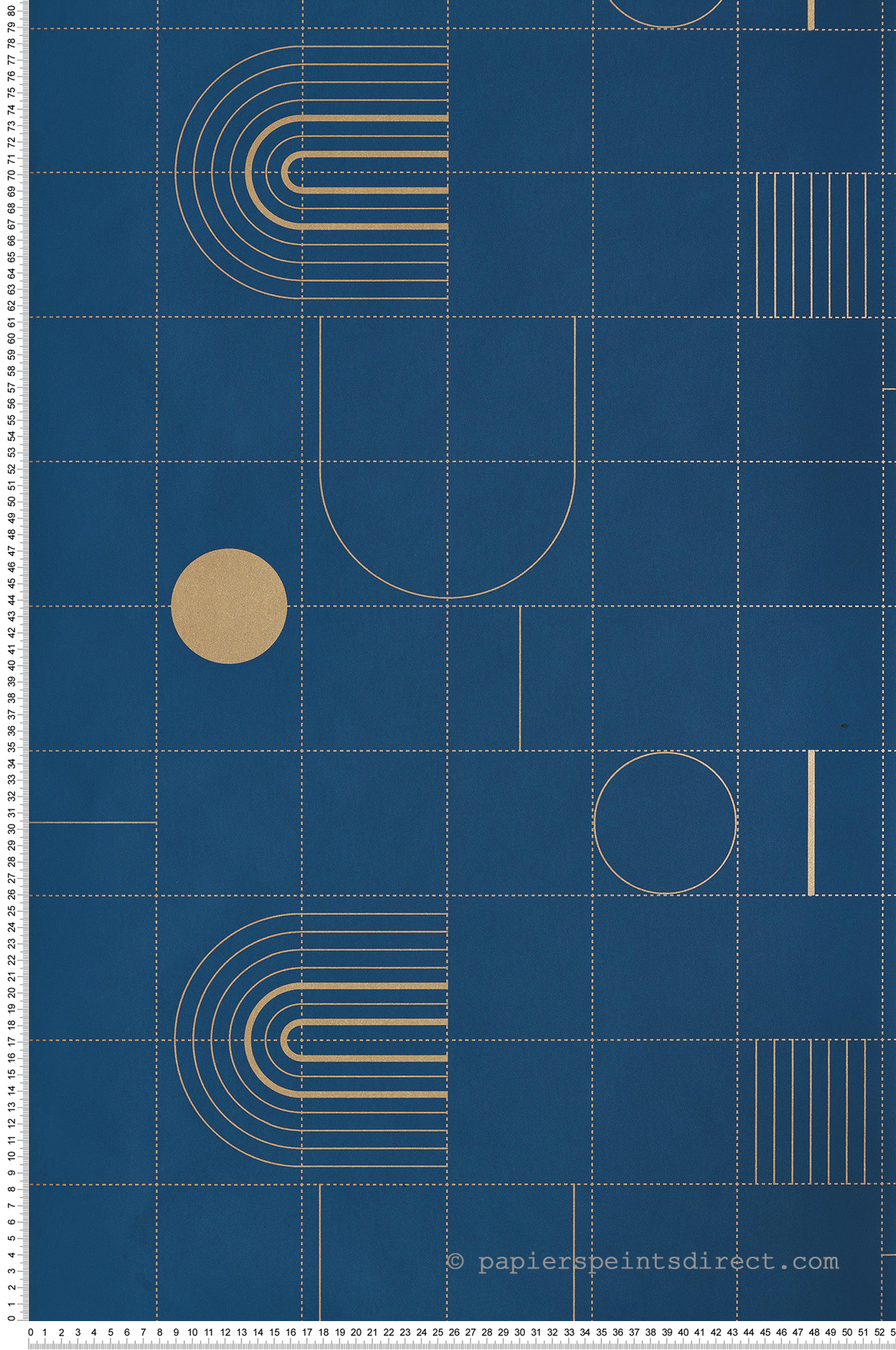 Papier peint Géométrique Courbe marine et doré - Only Blue de Casélio | Réf. ONB102706221