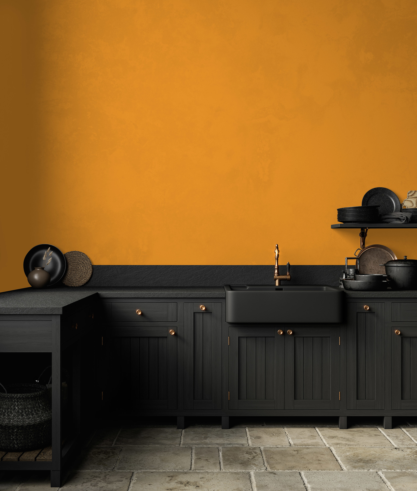 Photo numéro 2 d'une pièce avec un mur peint avec la peinture  Puro jaune sunny yellow - c8007