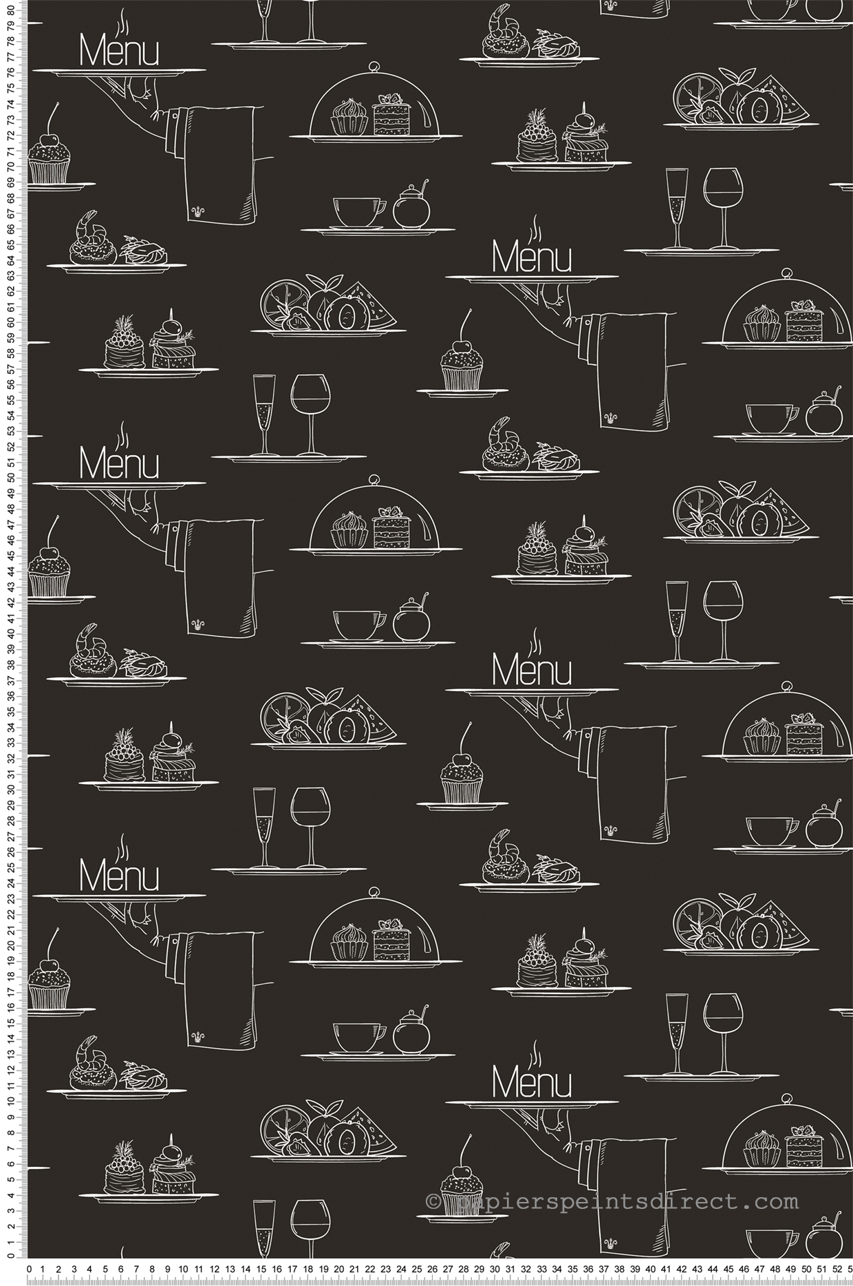 Papier peint Menu Servi sur Plateau noir - Cuisine Fraicheur 6 de Lutèce | Réf. LTC-G45408