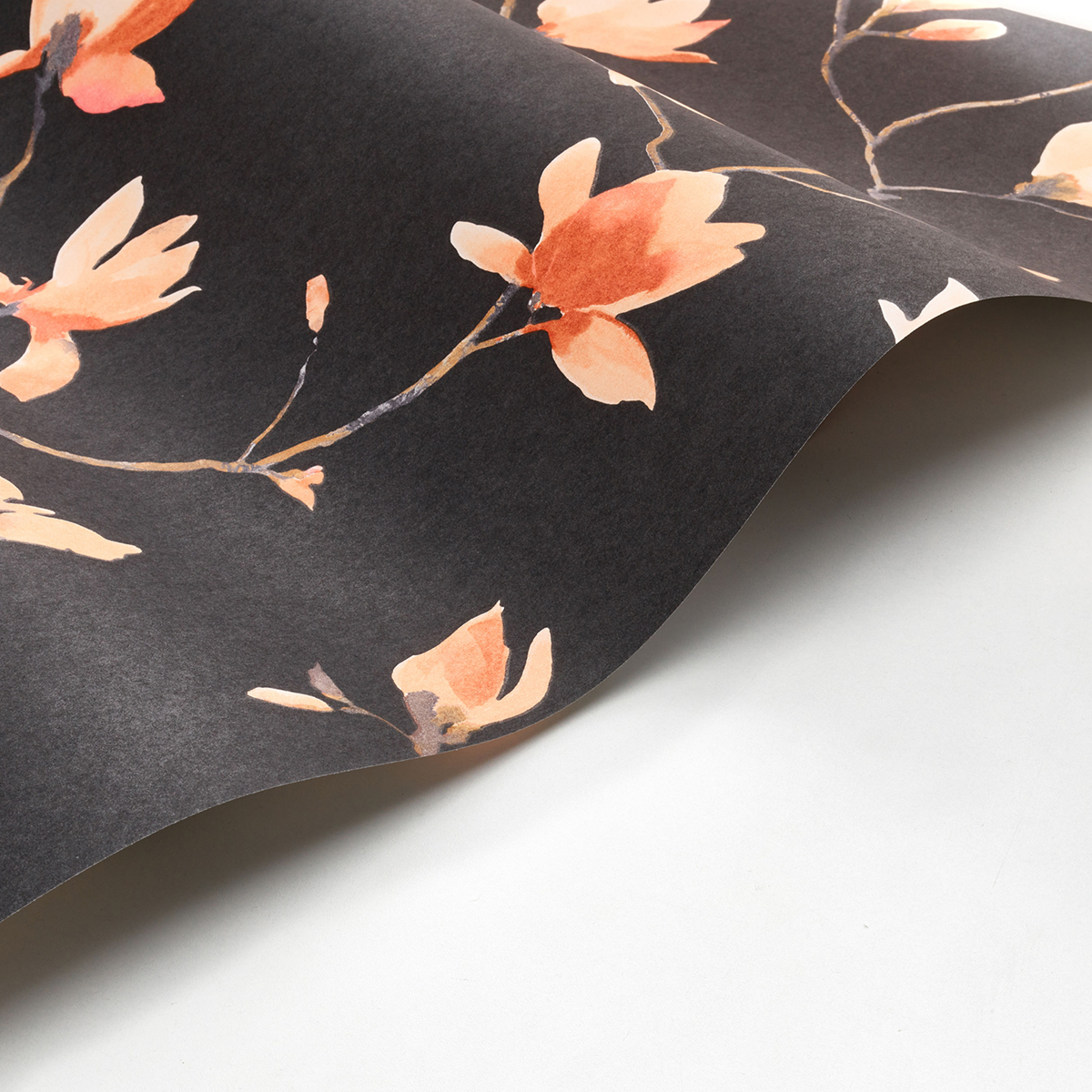 Papier peint Fleurs Suzhou orange noir - Gardens de Casadéco | Réf. GADN82363680