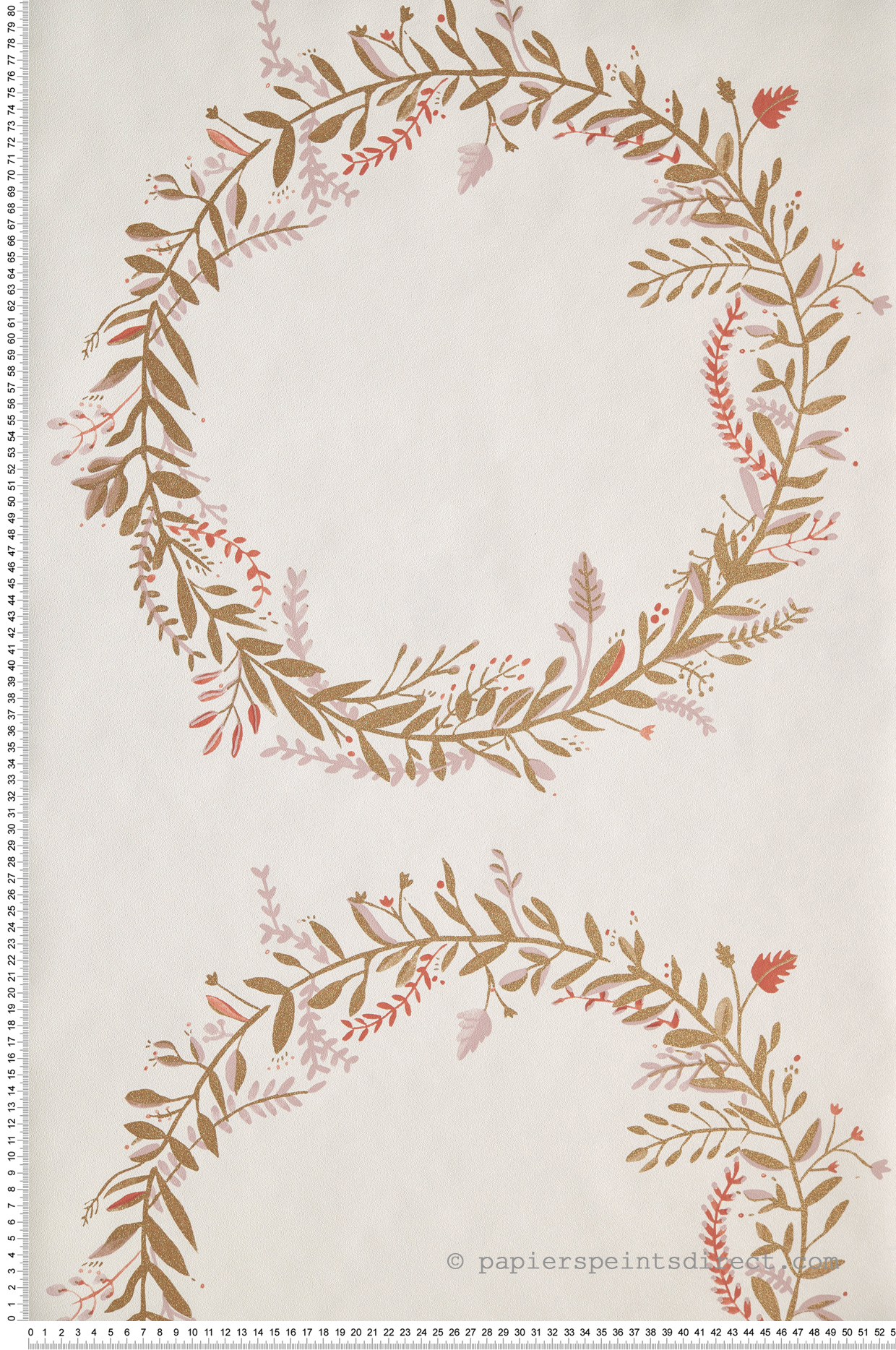 Papier peint Couronne Feuilles Harmony Rose/Doré - Green Life de Casélio | Réf. GNL101684026