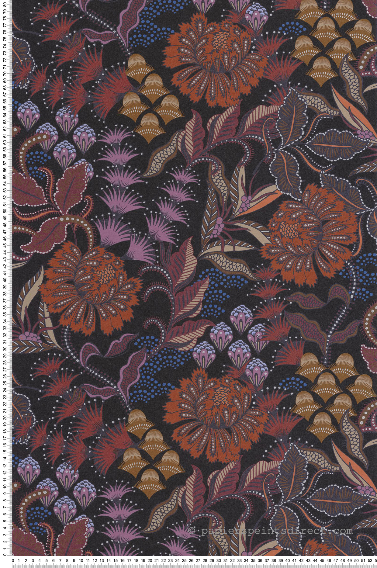 Papier peint Fleur Vintage Bloomsbury rouille prune - Derby de Casadéco | Réf. DERB89288418