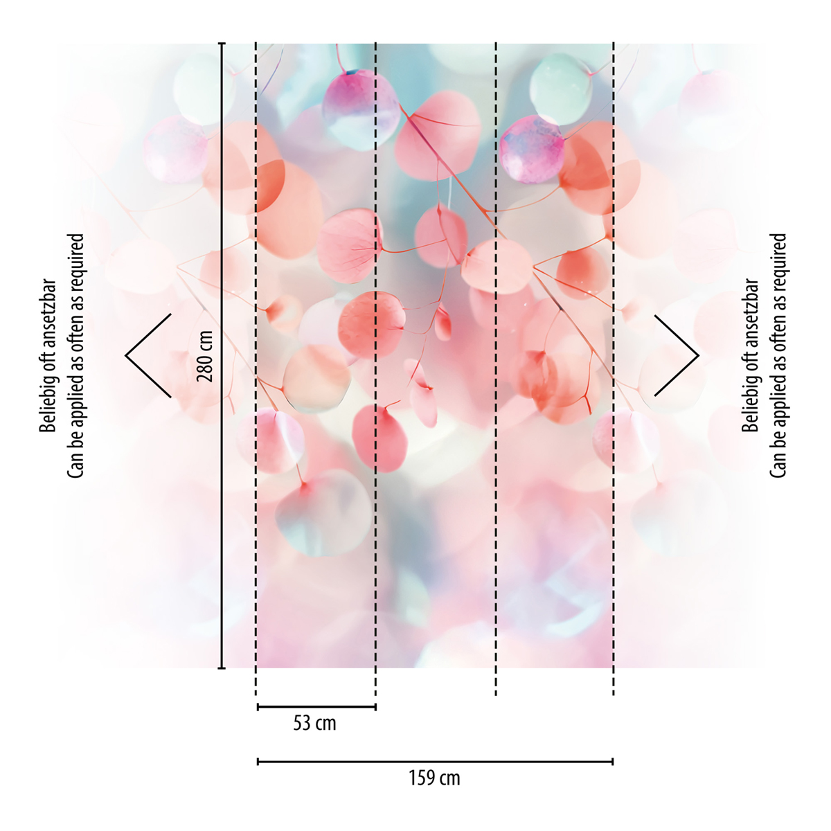 Papier peint panoramique Feuille de Lunaria Fading Flora rose bleu - Cosmoliving d'A.S. Création REGLE | Réf. AS-791551