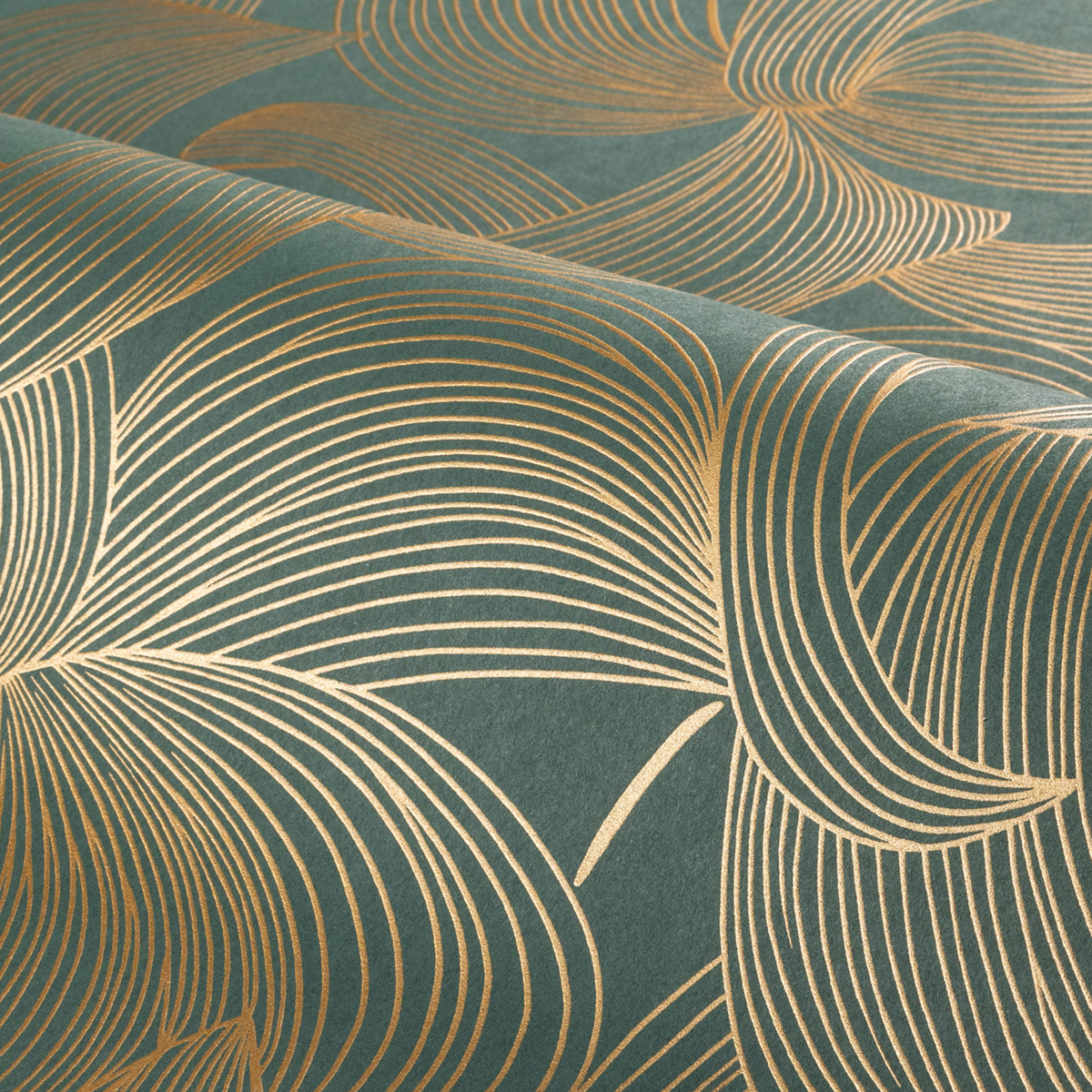 Papier peint Graphique Fleuri Leontine jaspe doré - Isadora de Casamance | Réf. CAS-70681732